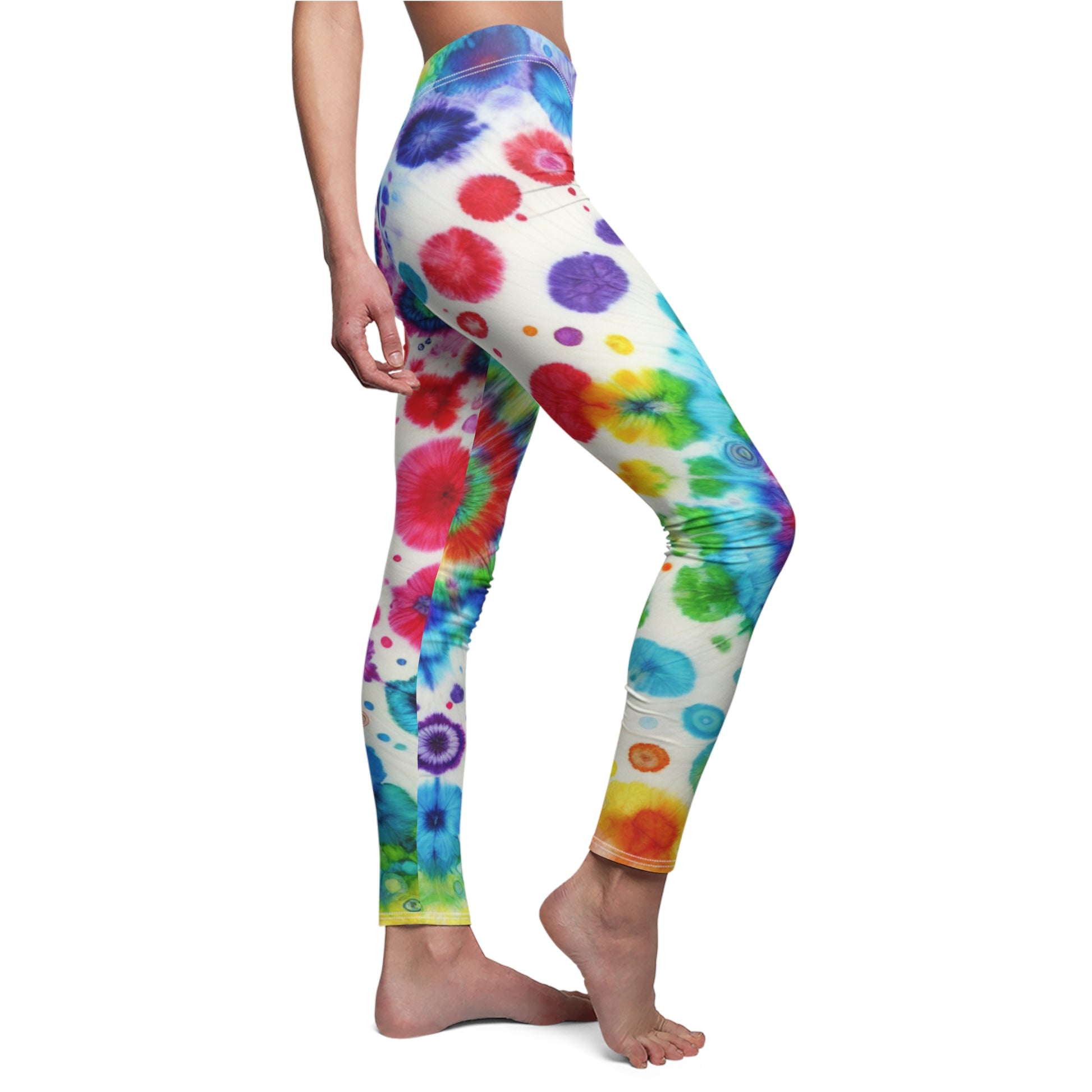 SIDE Tie-dye Rainbow Leggings, Rainbow Pride Attire, Gay Pride, LGBTQ Leggings, Pride Month Leggings, Birthday Gift, Rainbow Love Colors Tights