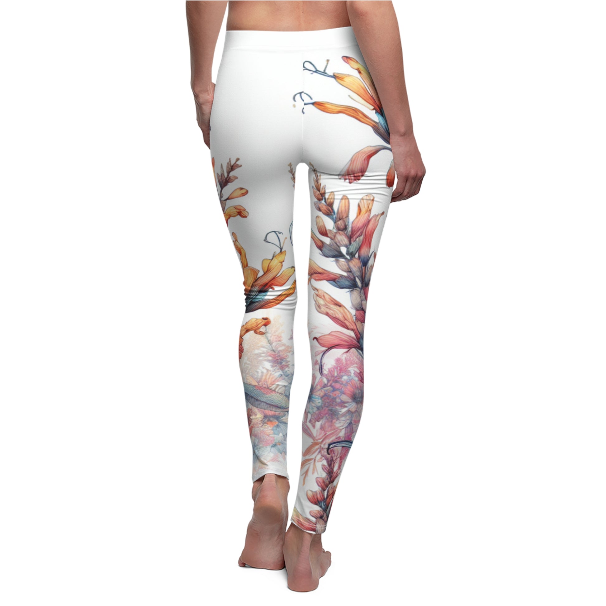BACK Watercolor Flowers Leggings/Plant Lovers Gift/Garden Lover Gift/Wild Flower Leggings/Flower Lover Gift/Water Color Leggings/Yoga Lover Gift