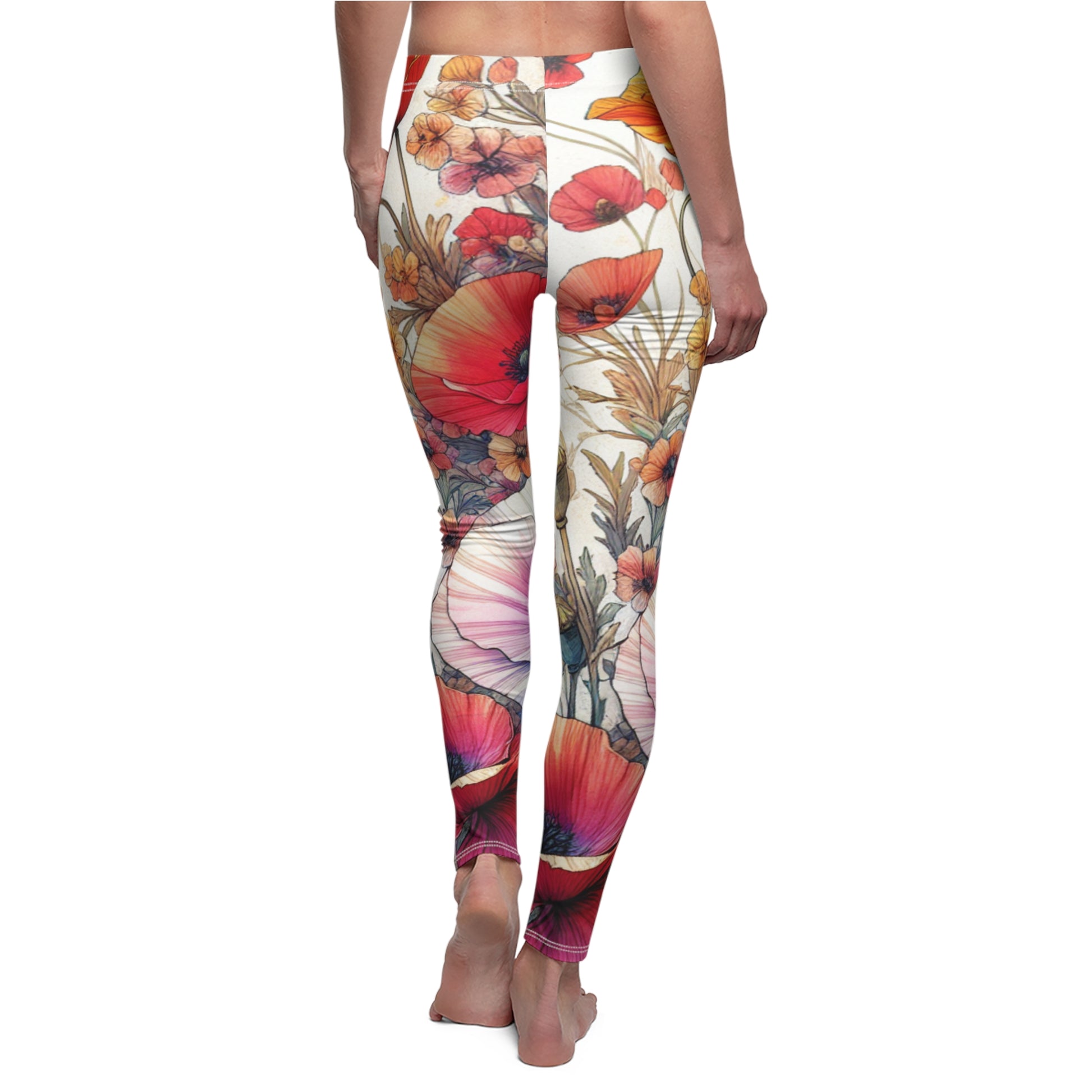 BACK Poppy's In Color Legging/Plant Lovers Gift/Garden Lover Gift/Poppy Flower Leggings/Flower Lover Gift/Water Color Leggings/Yoga Lover Gift