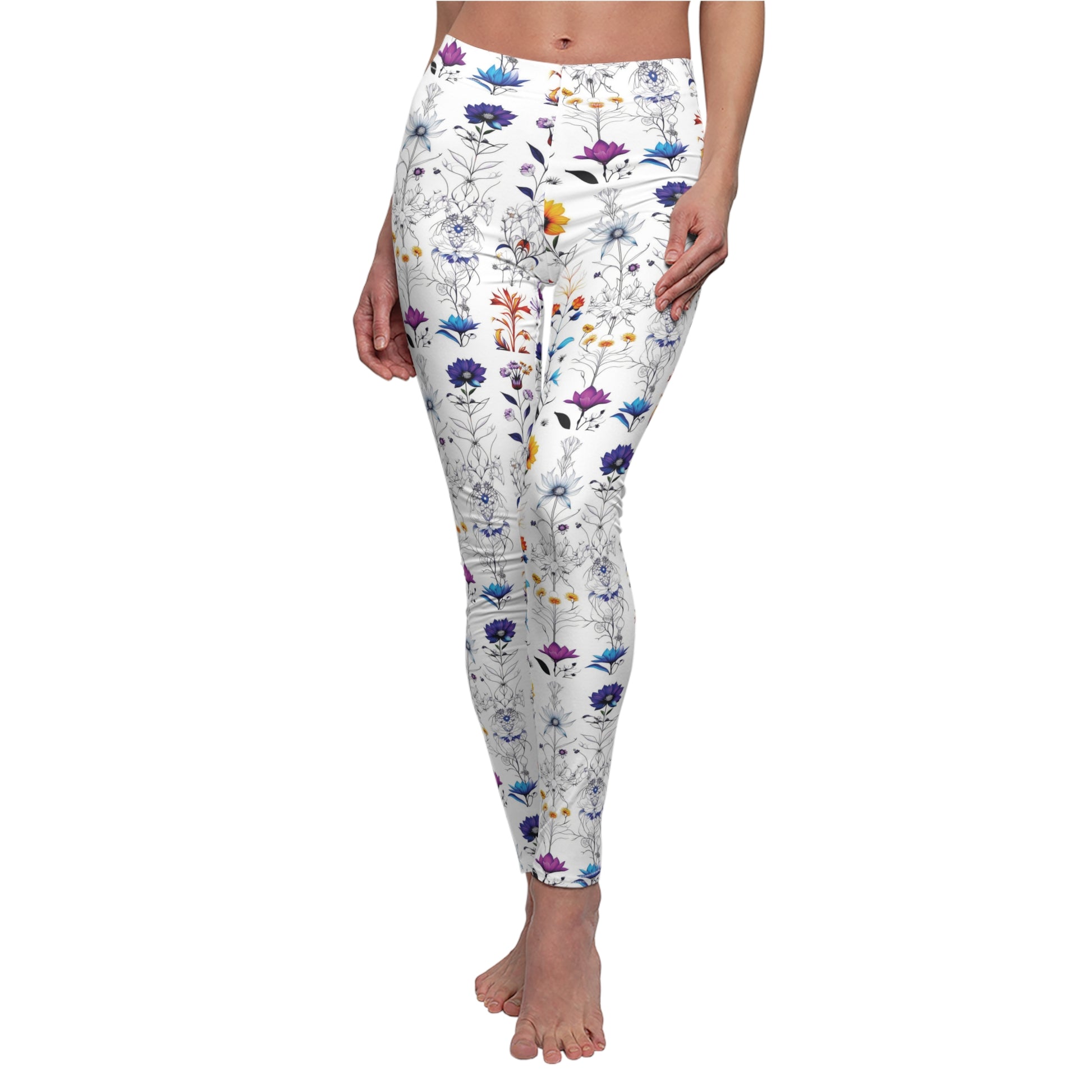 FRONT Life Finds A Way Flower Leggings/Plant Lovers Gift/Bright Floral/Flower Leggings/Flower Lover Gift/Yoga Lover Gift/Flower Yoga Gift/Yoga