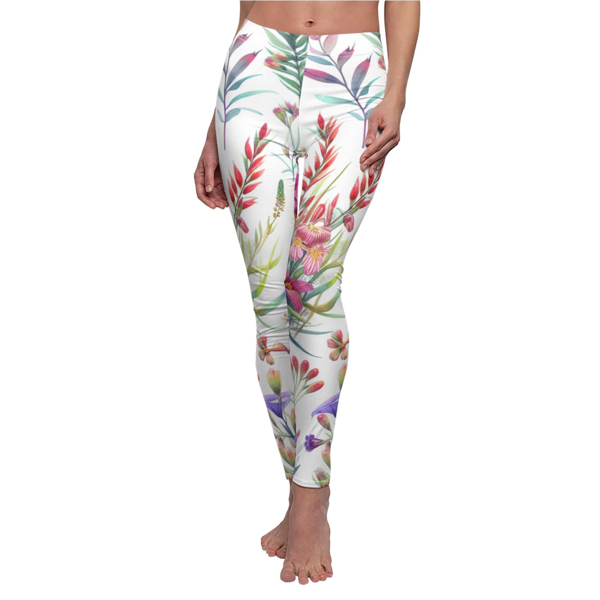 FRONT Wildflowers Garden Leggings/Plant Lovers Gift/Garden Lover Gift/Wild Flower Leggings/Flower Lover Gift/Water Color Leggings/Yoga Lover Gift