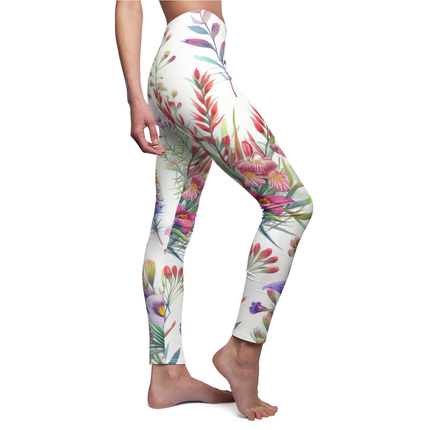 SIDE Wildflowers Garden Leggings/Plant Lovers Gift/Garden Lover Gift/Wild Flower Leggings/Flower Lover Gift/Water Color Leggings/Yoga Lover Gift