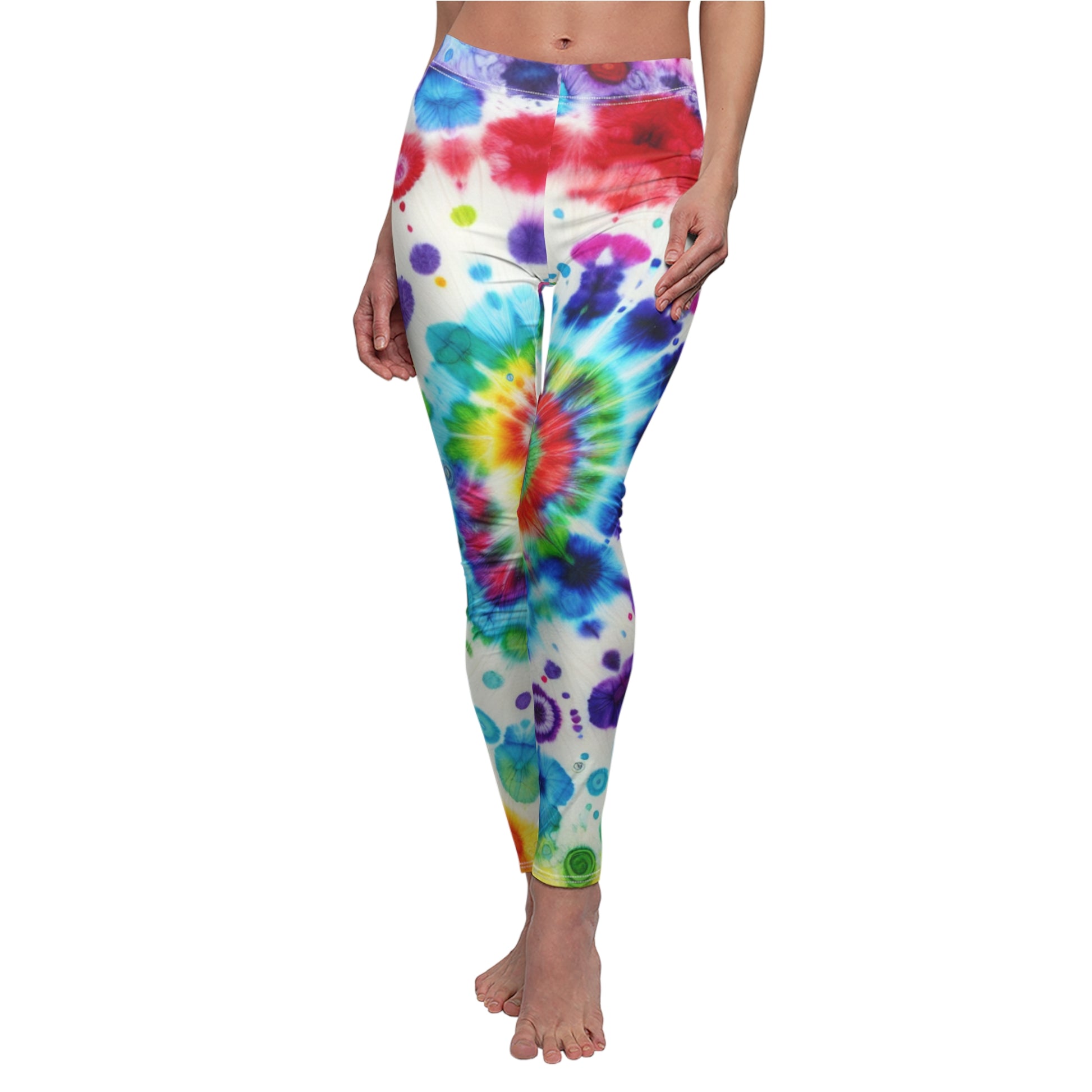 FRONT Tie-dye Rainbow Leggings, Rainbow Pride Attire, Gay Pride, LGBTQ Leggings, Pride Month Leggings, Birthday Gift, Rainbow Love Colors Tights