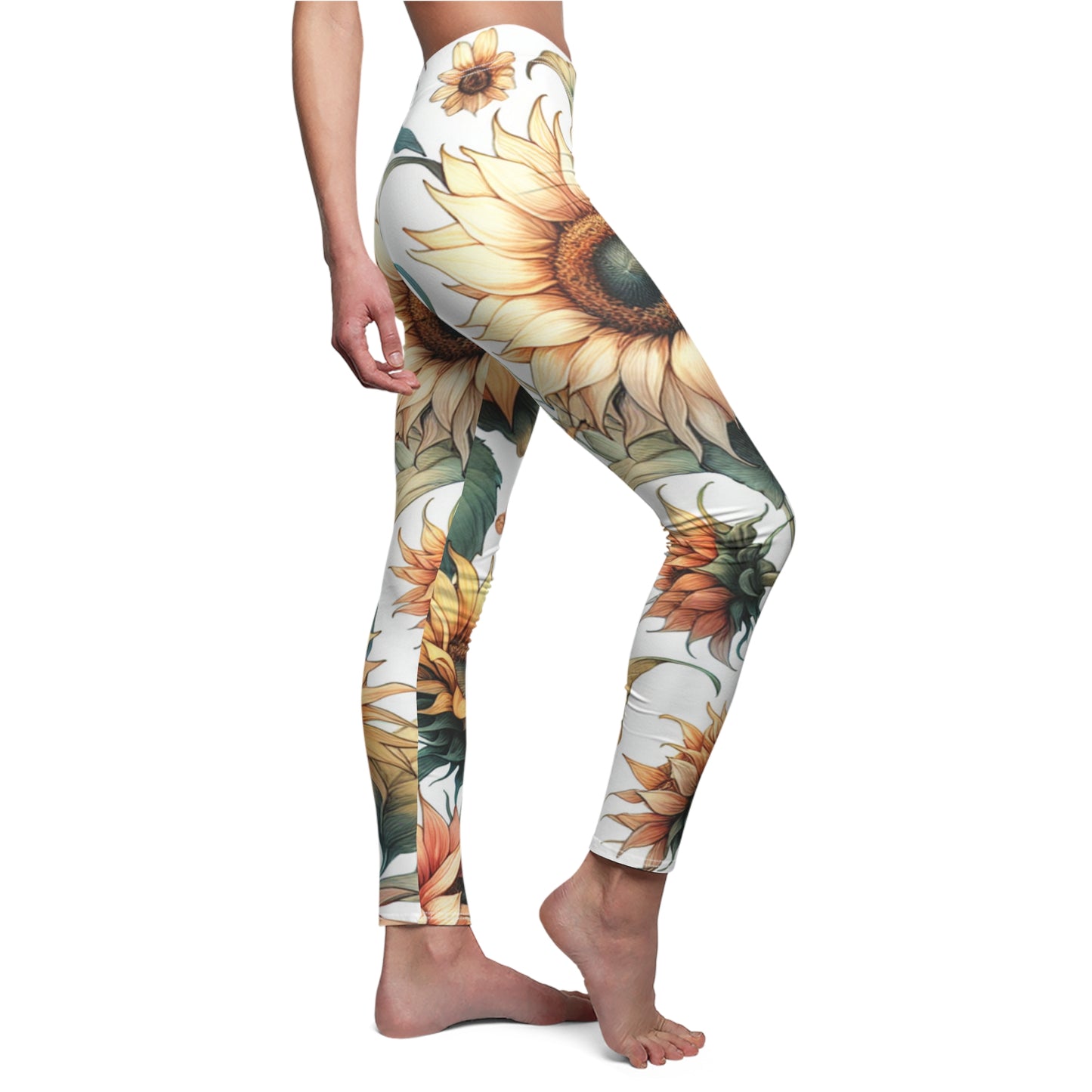SIDE Sunflower Soul Leggings/Plant Lovers Gift/Garden Lover Gift/Sun Flower Leggings/Flower Lover Gift/Water Color Leggings/Yoga Lover Gift