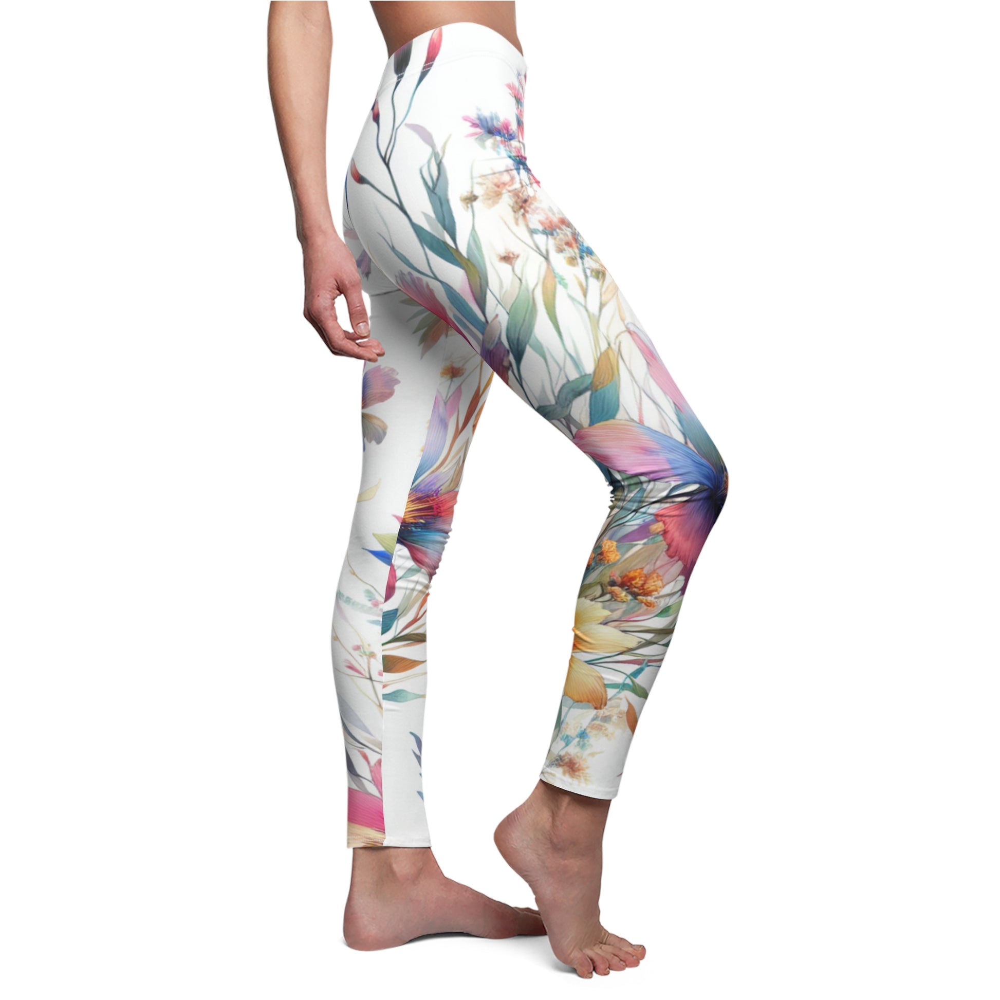 SIDE Wildflowers Garden Leggings/Plant Lovers Gift/Garden Lover Gift/Wild Flower Leggings/Flower Lover Gift/Water Color Leggings/Yoga Lover Gift