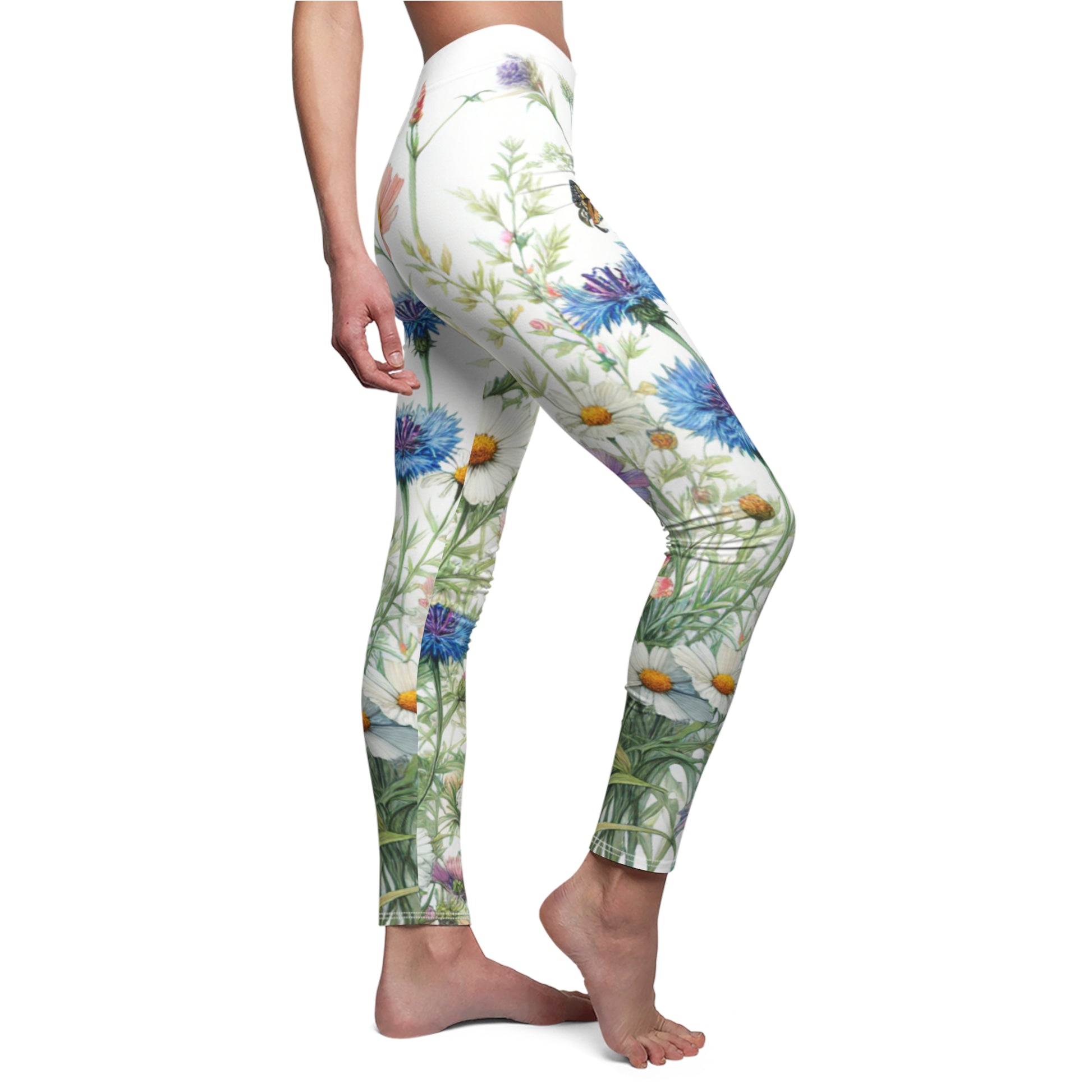 SIDE Wild Garden Leggings/Plant Lovers Gift/Garden Lover Gift/Wild Flower Leggings/Flower Lover Gift/Water Color Leggings/Yoga Lover Gift