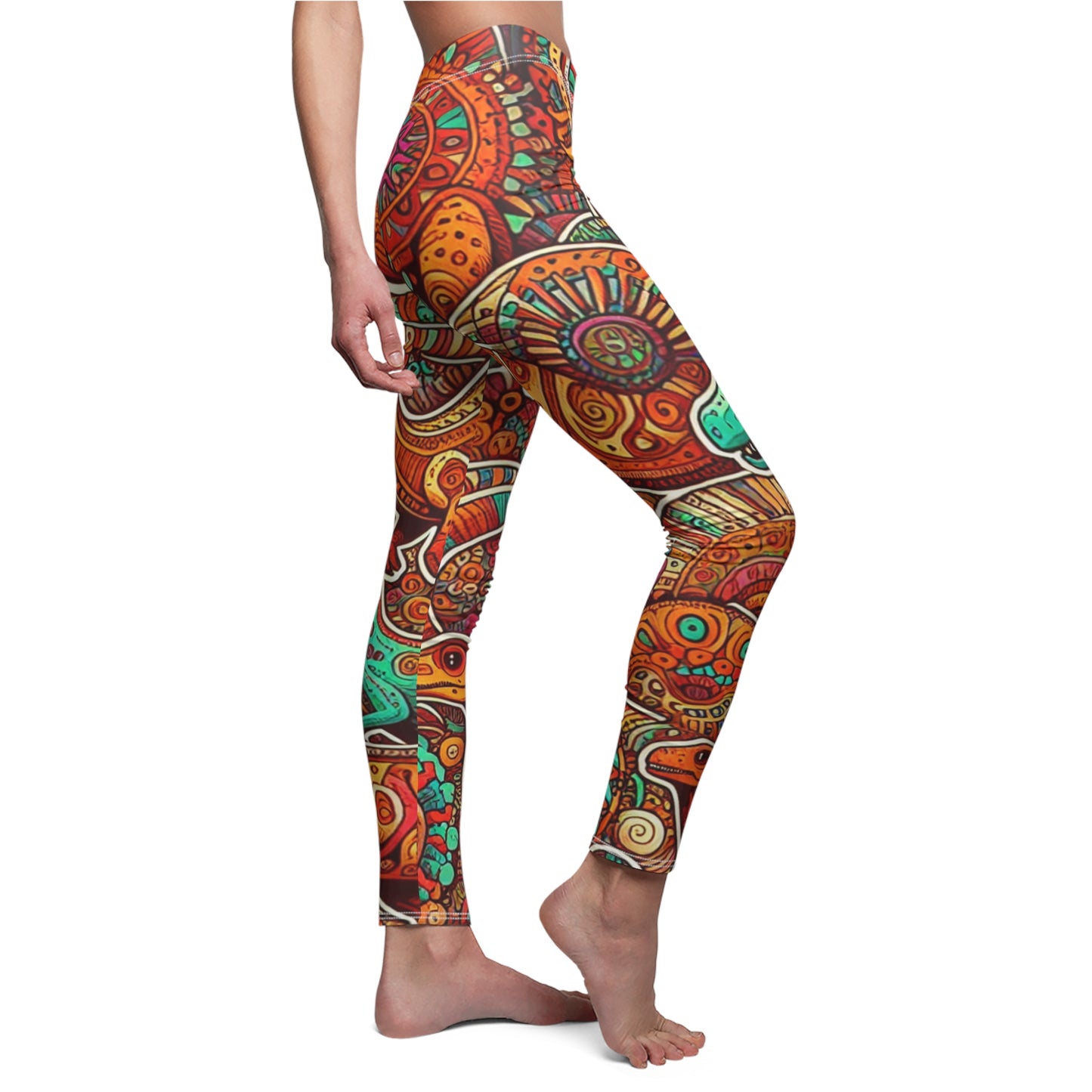 SIDE Psychedelic Dinosaur Leggings, Retro Dinosaur Lover Leggings, Dino Lover Gift, Festival Leggings, Festival Outfit, Yoga Birthday Gift