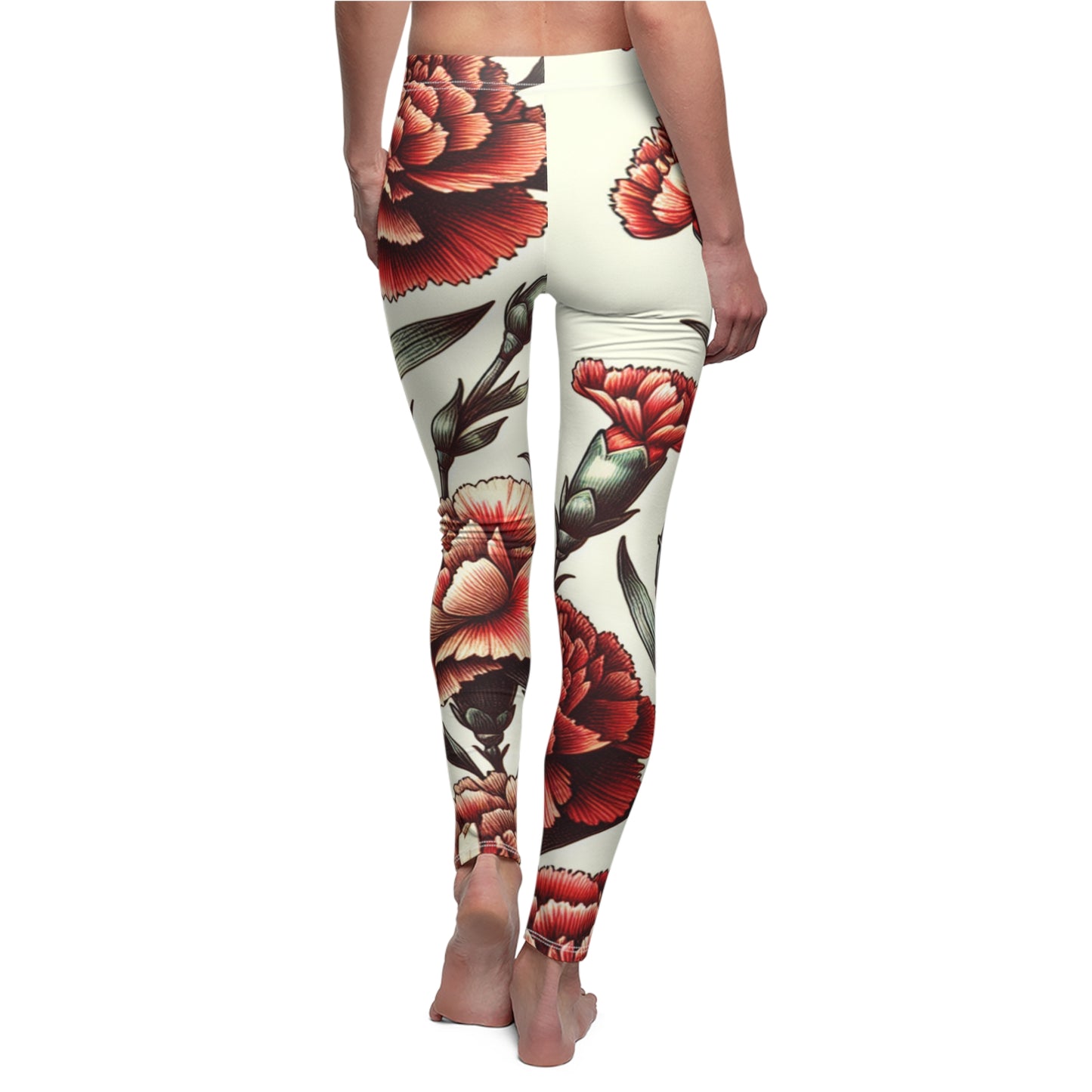 BACK January Birth Month Flower, Carnation Leggings, Mothers Day, Valentines Day, Mom And Sister Gift, January Leggings, Yoga Birthday Gift