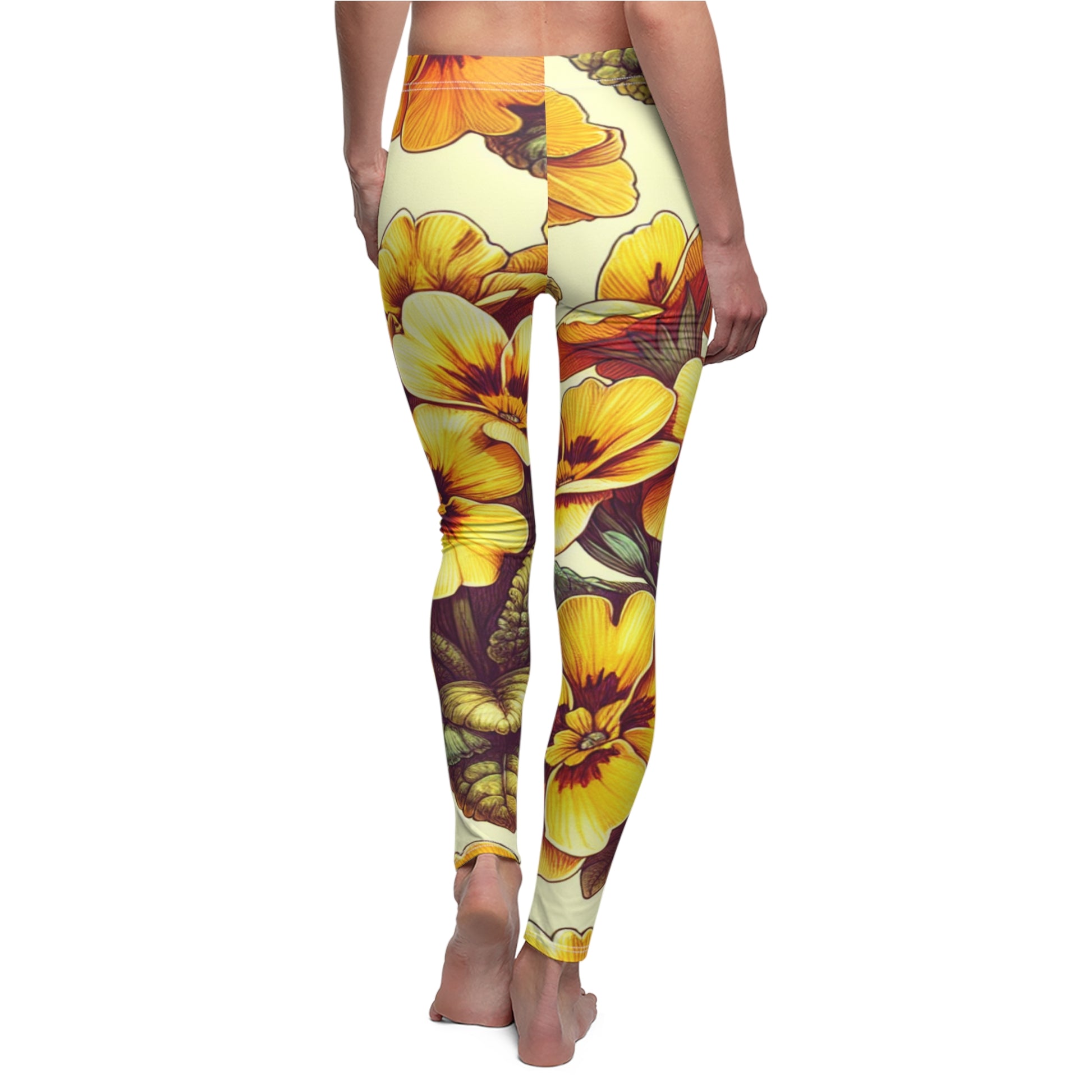 BACK February Birth Month Flower, Yellow Primrose Leggings, Mothers Day, Valentines Day, Mom And Sister Gift, Feb Tights, Yoga Birthday Gift