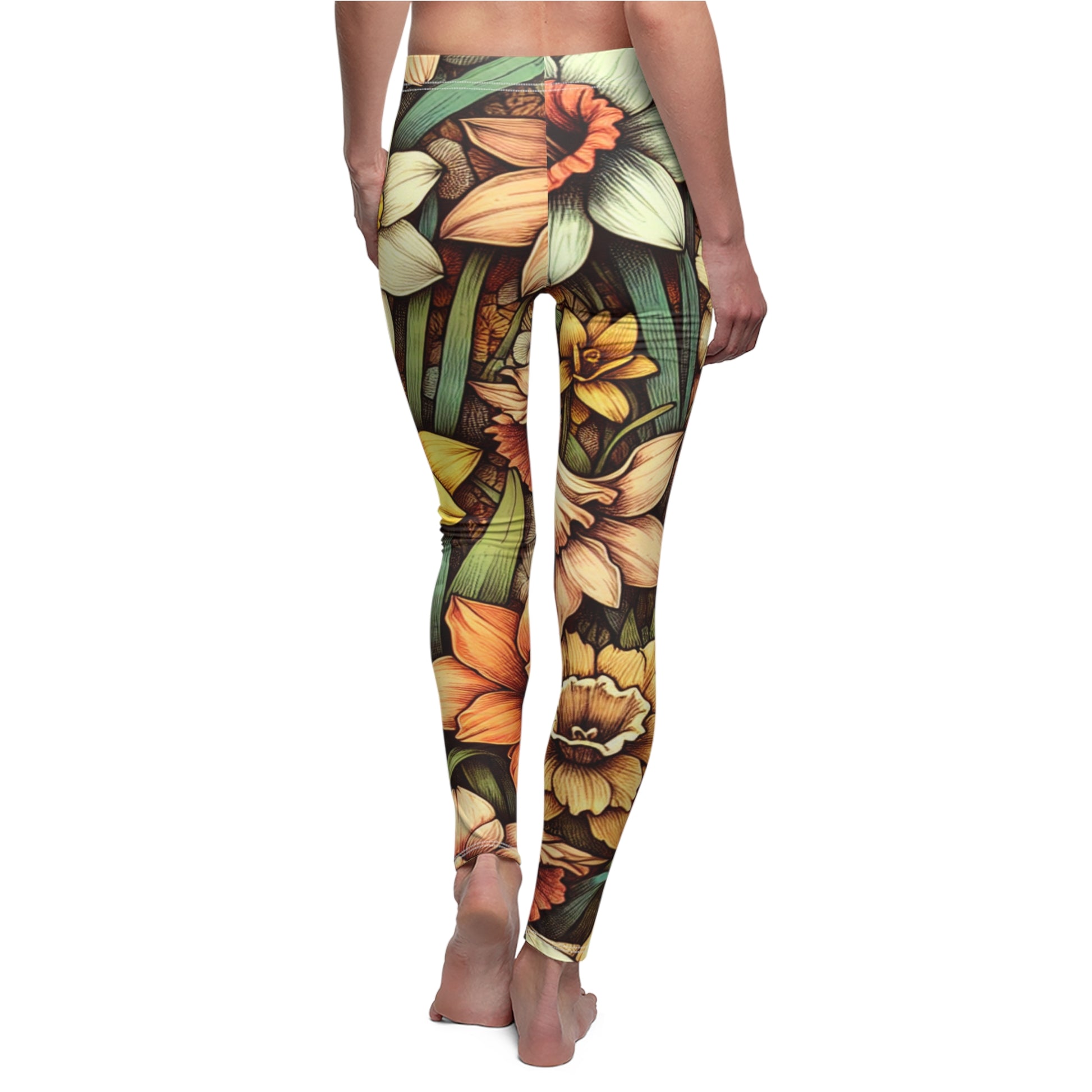 BACK March Birth Month Flower, Daffodil Flower Leggings, Mothers Day, Valentines Day, Mom And Sister Gift, March Tights, Yoga Birthday Gift