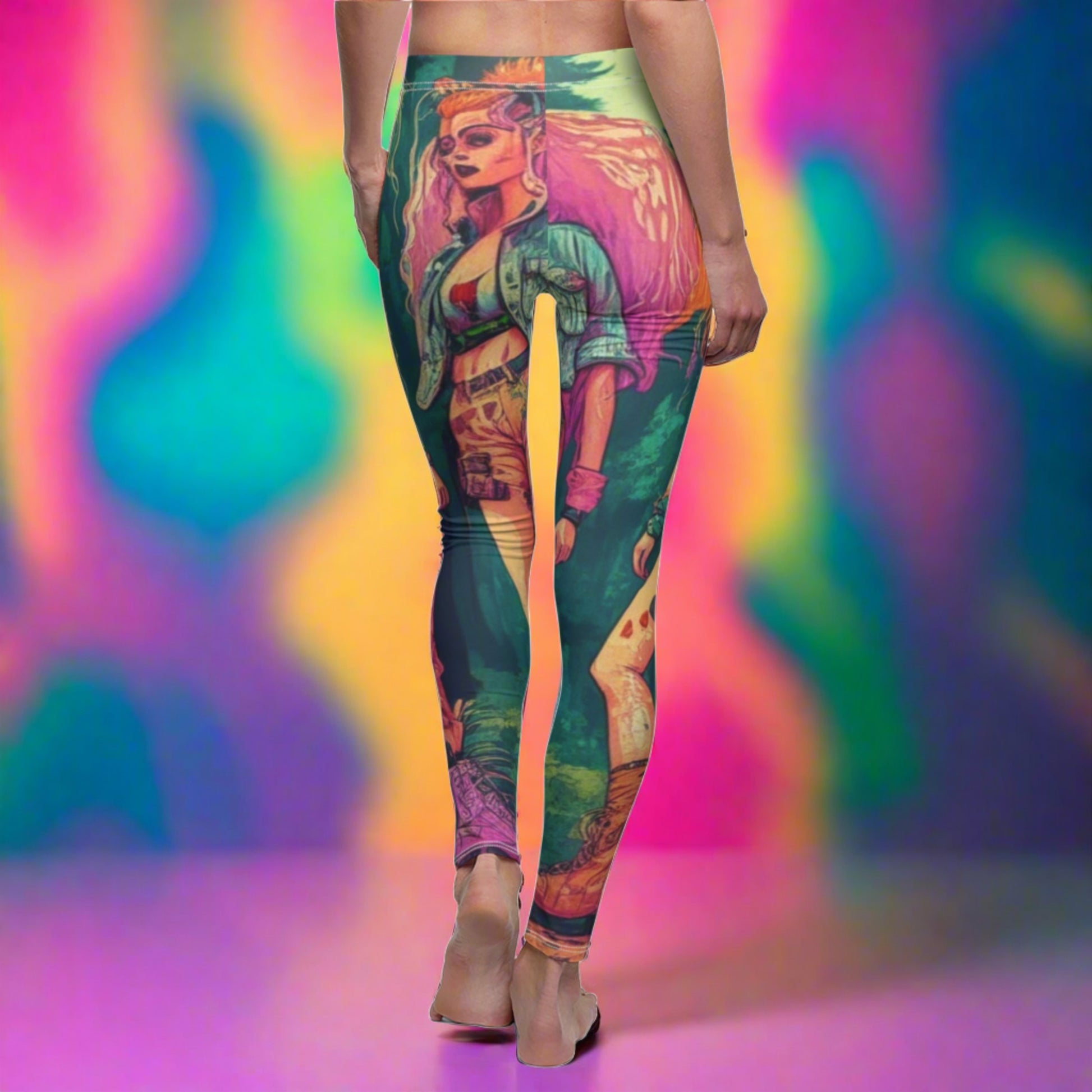 BACK Synth Wave Leggings/Synth Lover Gift/Funky Babes Gift/Vibrant Women Leggings/Sexy Love Gift/Women Design Leggings/Girl Love Gift/Yoga Gift