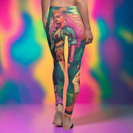 BACK Synth Wave Leggings/Synth Lover Gift/Funky Babes Gift/Vibrant Women Leggings/Sexy Love Gift/Women Design Leggings/Girl Love Gift/Yoga Gift