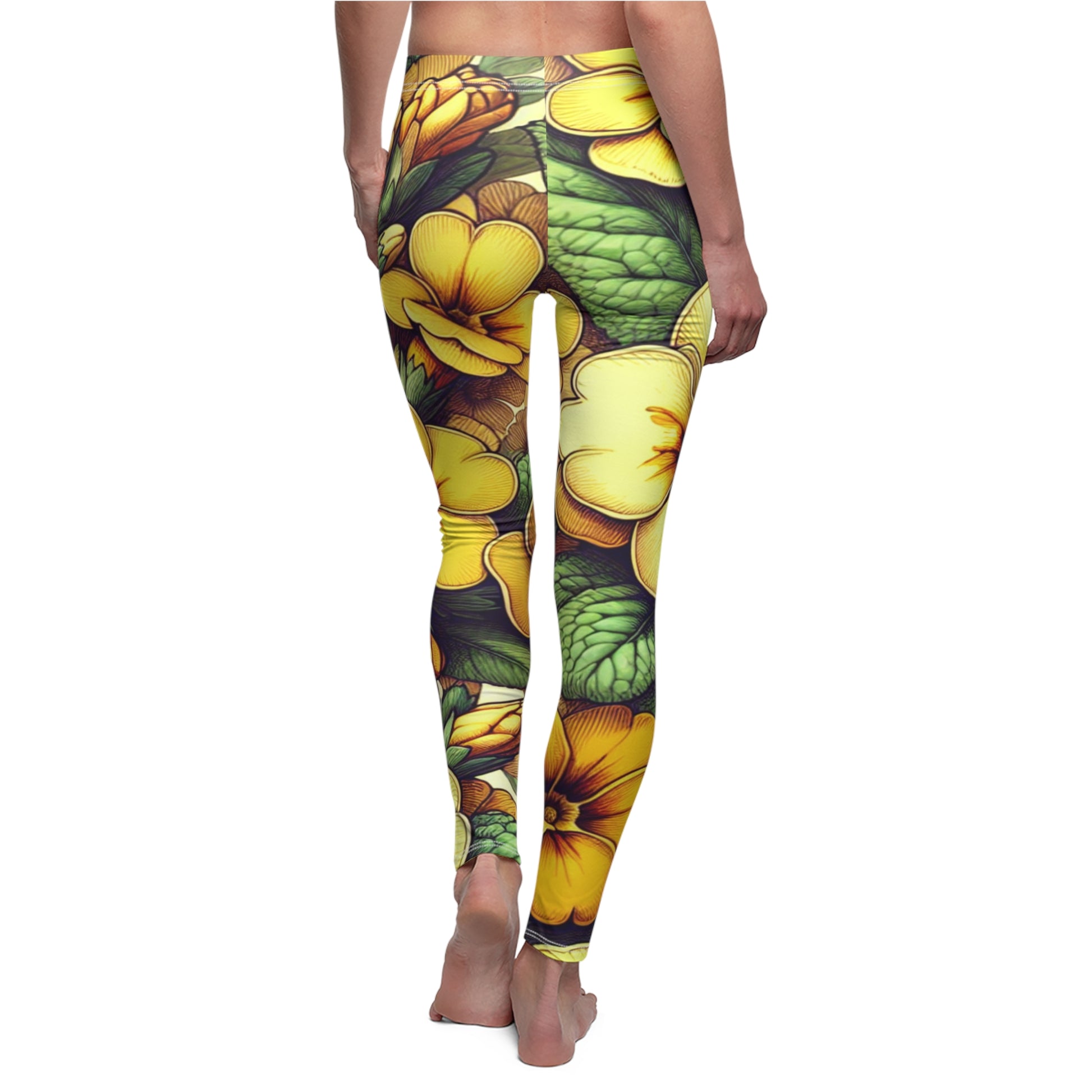 BACK February Birth Month Flower, Yellow Primrose Leggings, Mothers Day, Valentines Day, Mom And Sister Gift, Feb Tights, Yoga Birthday Gift