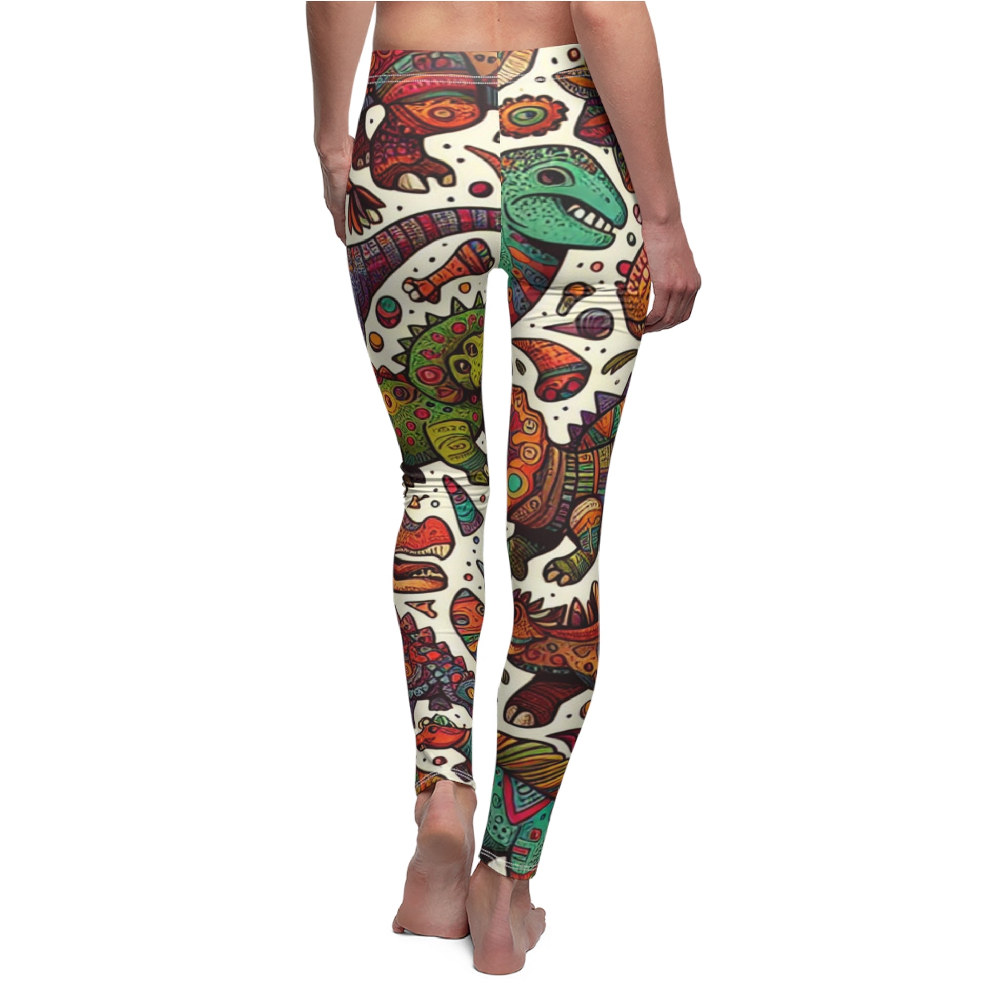 BACK Psychedelic Dinosaur Leggings, Retro Dinosaur Lover Leggings, Dino Lover Gift, Festival Leggings, Festival Outfit, Yoga Birthday Gift