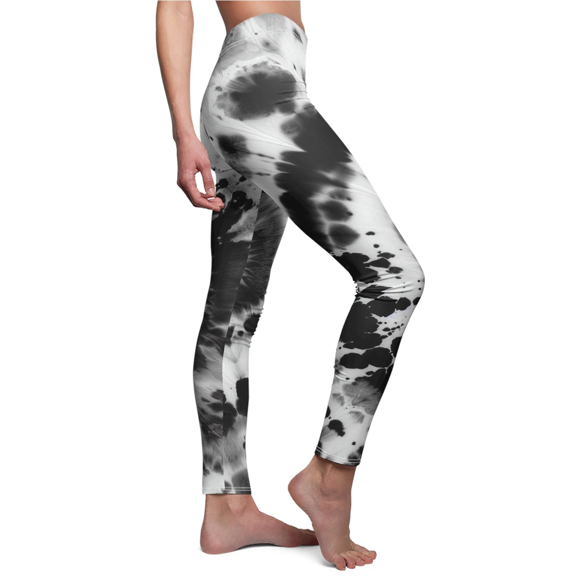 SIDE Tie-dye Black And White Leggings, Tie-dye Love Leggings, Festival Attire, Tie-dye Mandala Leggings, Hippie Leggings, Birthday Gift, Tiedye