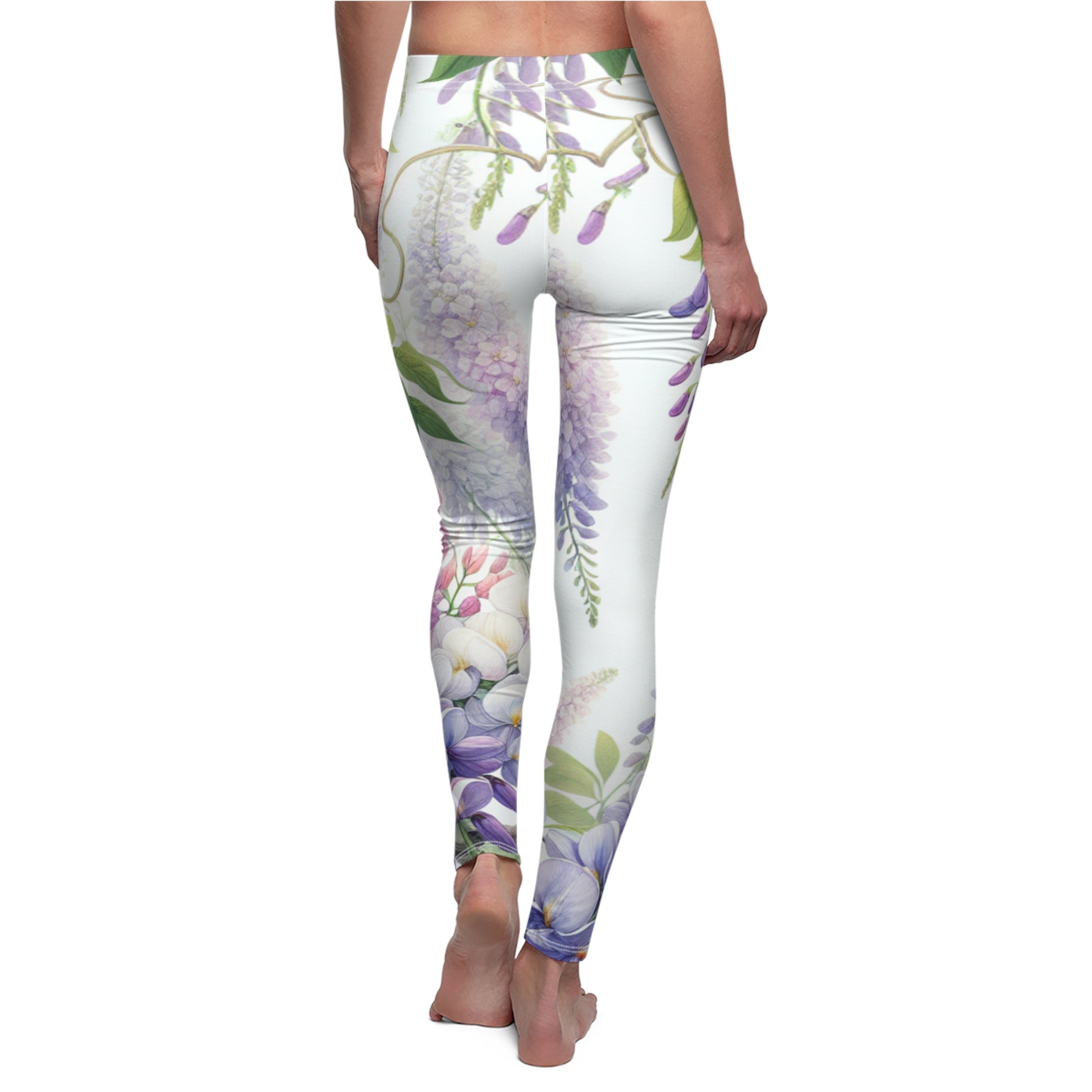 BACK Hanging Wisteria Leggings/Plant Lovers Gift/Garden Lover Gift/Flower Print Leggings/Flower Lover Gift/Water Color Leggings/Yoga Lover Gift