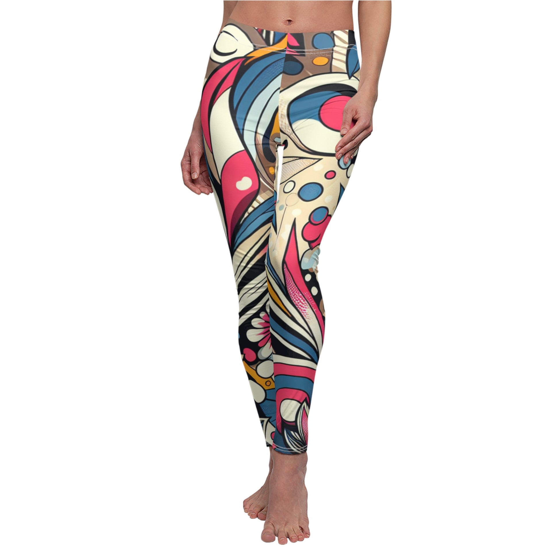 FRONT Abstract Flower Leggings, Abstract Art Lover, Art Lover Gift, Festival Leggings, Festival Outfit, Yoga Birthday Gift, Workout Outfit, Funk