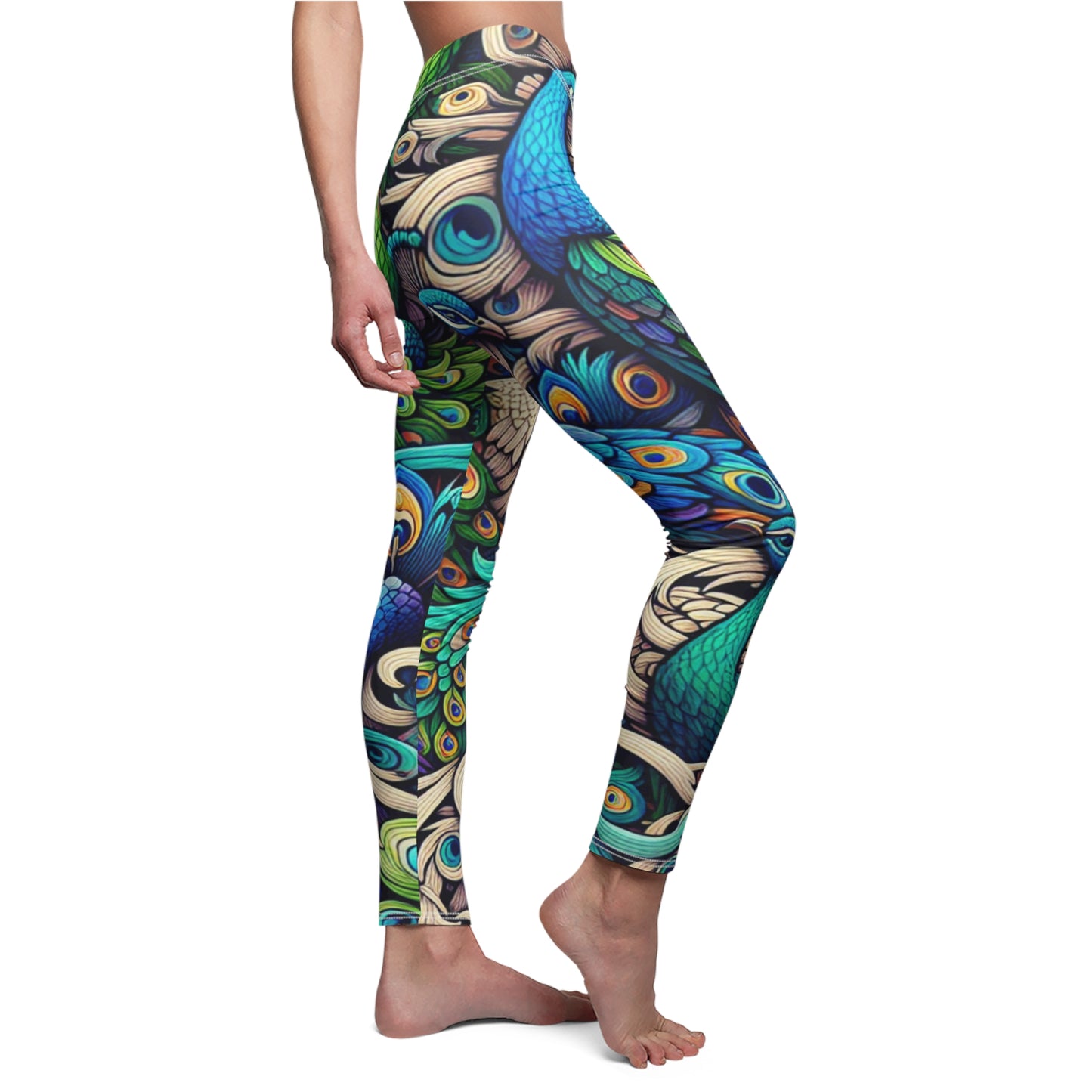 SIDE Peacock Pride Leggings, Peacock Lover Leggings, Bird Lover Gift, Festival Leggings, Festival Outfit, Yoga Birthday Gift, Nature Lover Gift