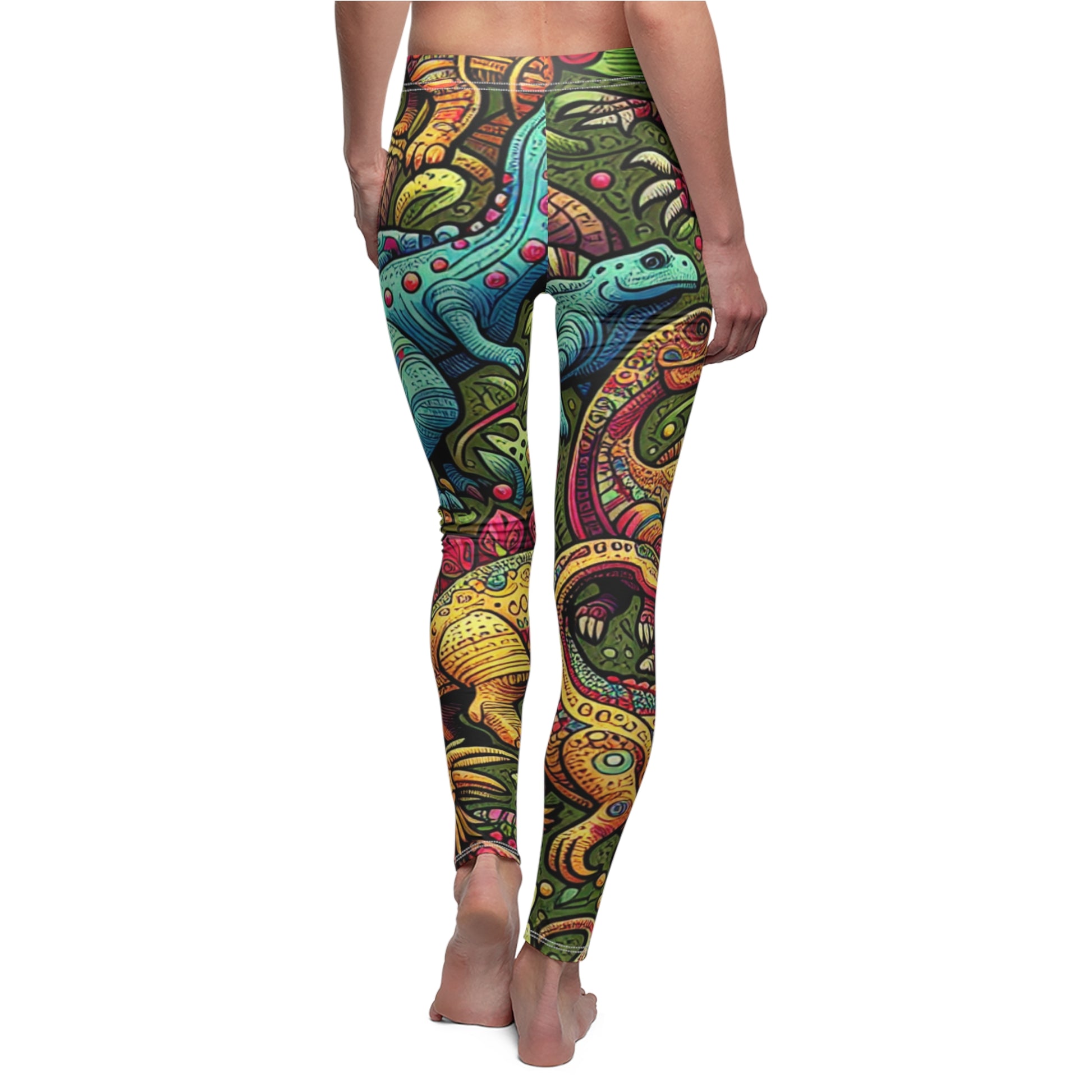 BACK Retro Dinosaur Leggings, Dinosaur Lover Leggings, Yoga Lover Gift, Festival Leggings, Festival Outfit, Yoga Birthday Gift, Jurassic Gift