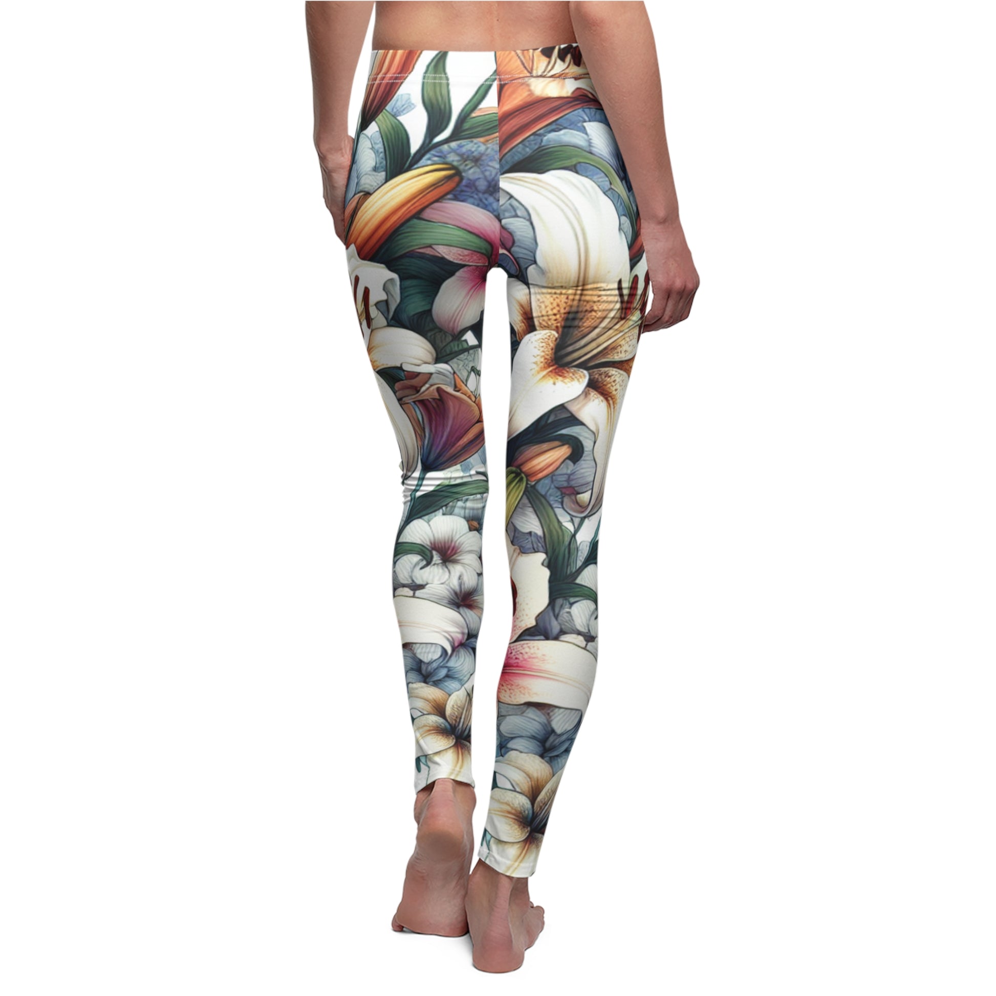 BACK Watercolor Lily Leggings/Lily Lover Gift/Garden Lover Gift/Wild Flower Leggings/Flower Lover Gift/Water Color Leggings/Yoga Lover Gift