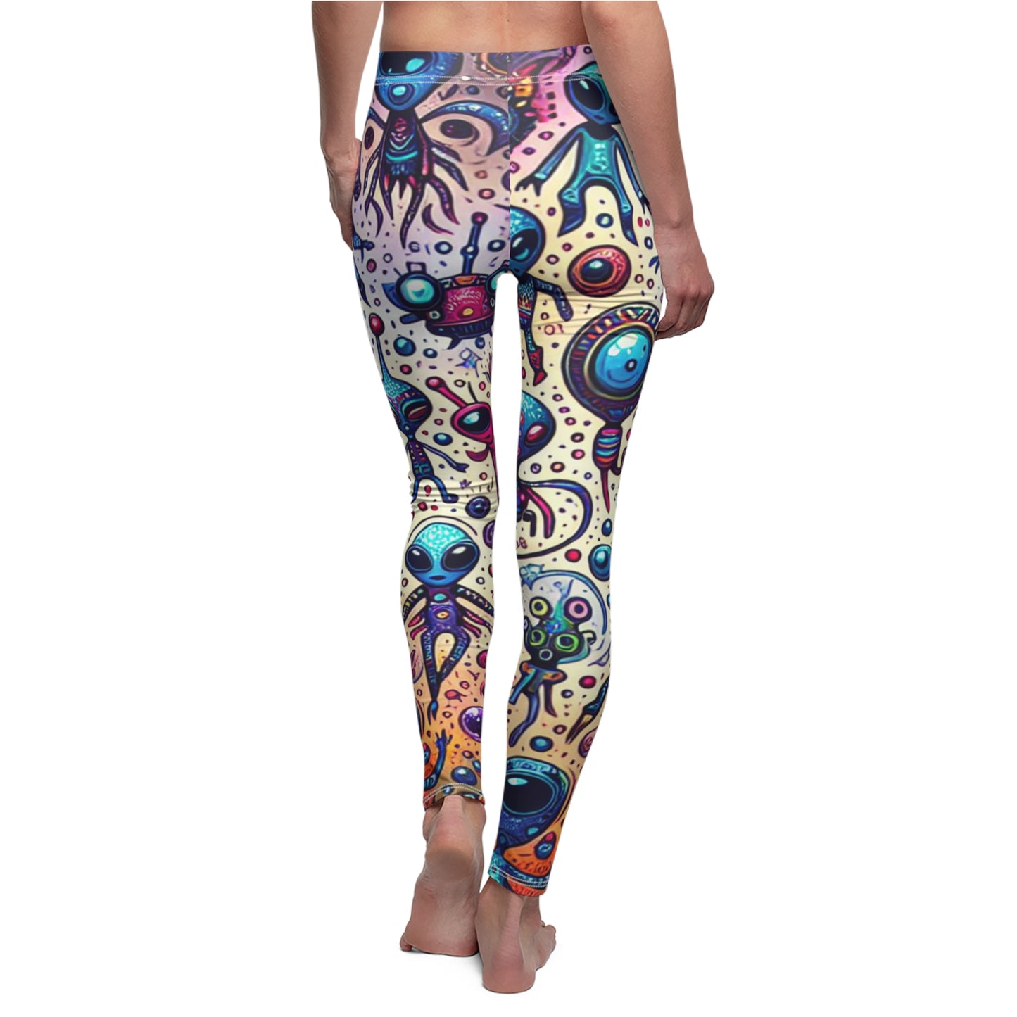 BACK Floating Aliens Leggings, Galaxy Lovers Gift, Festival Leggings, Alien Yoga Leggings, Space Lover Gift, Yoga Lover Gift, Festival Outfit