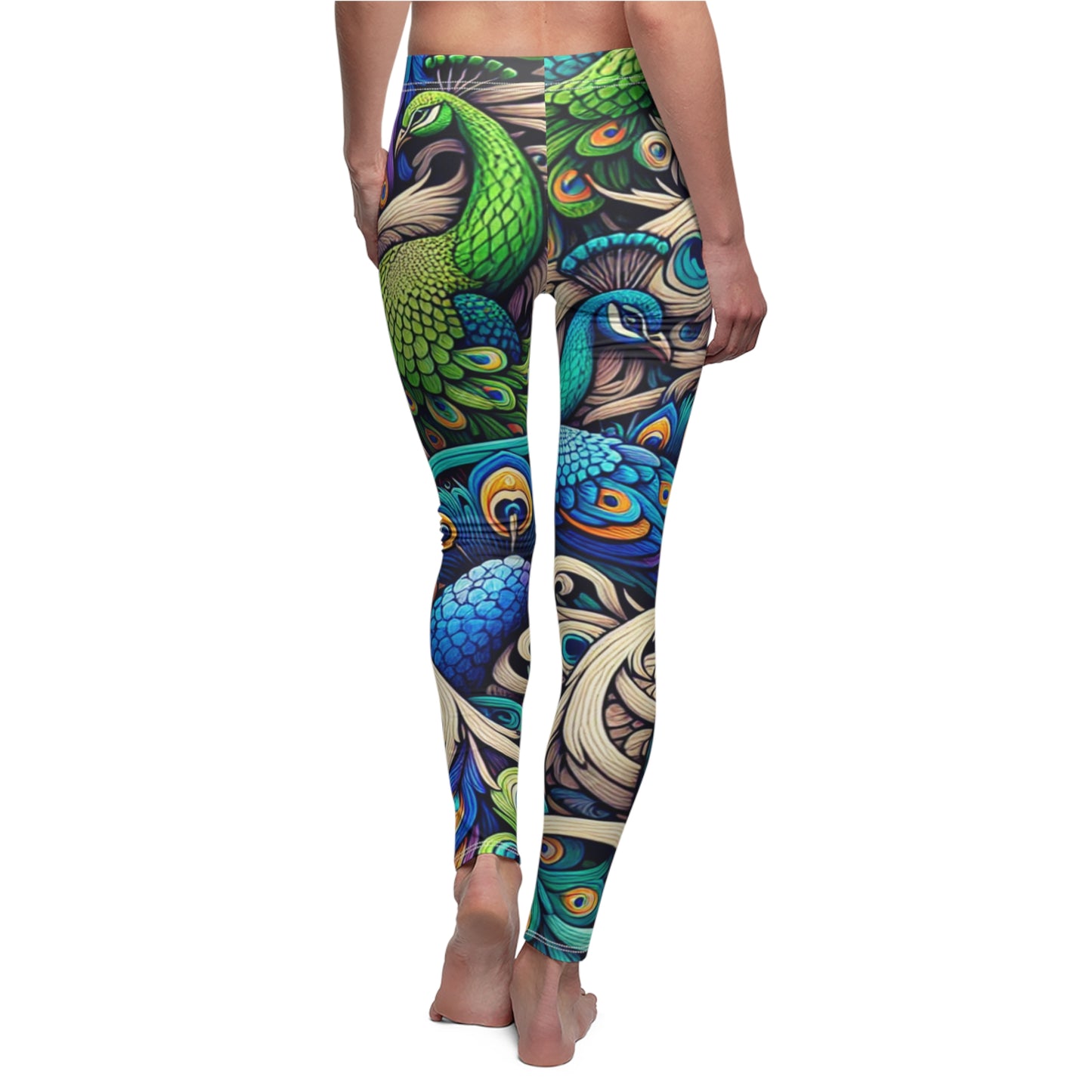 BACK Peacock Pride Leggings, Peacock Lover Leggings, Bird Lover Gift, Festival Leggings, Festival Outfit, Yoga Birthday Gift, Nature Lover Gift