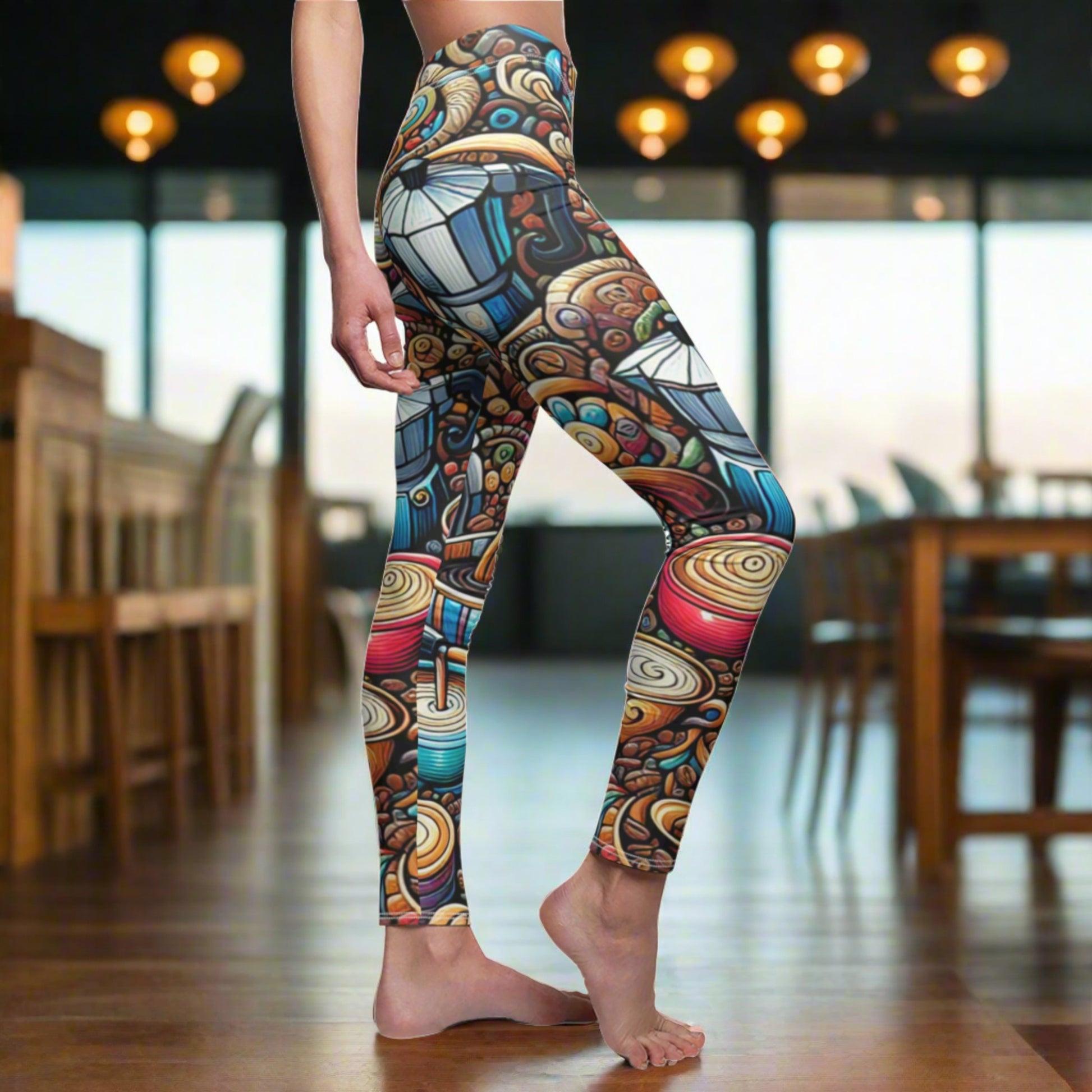 SIDE Coffee Leggings, Coffee Lover Gift, Festival Outfit, Yoga Lover Gift, Caffeine Lover, Rave Leggings, Workout Leggings, Coffee Addict Gift