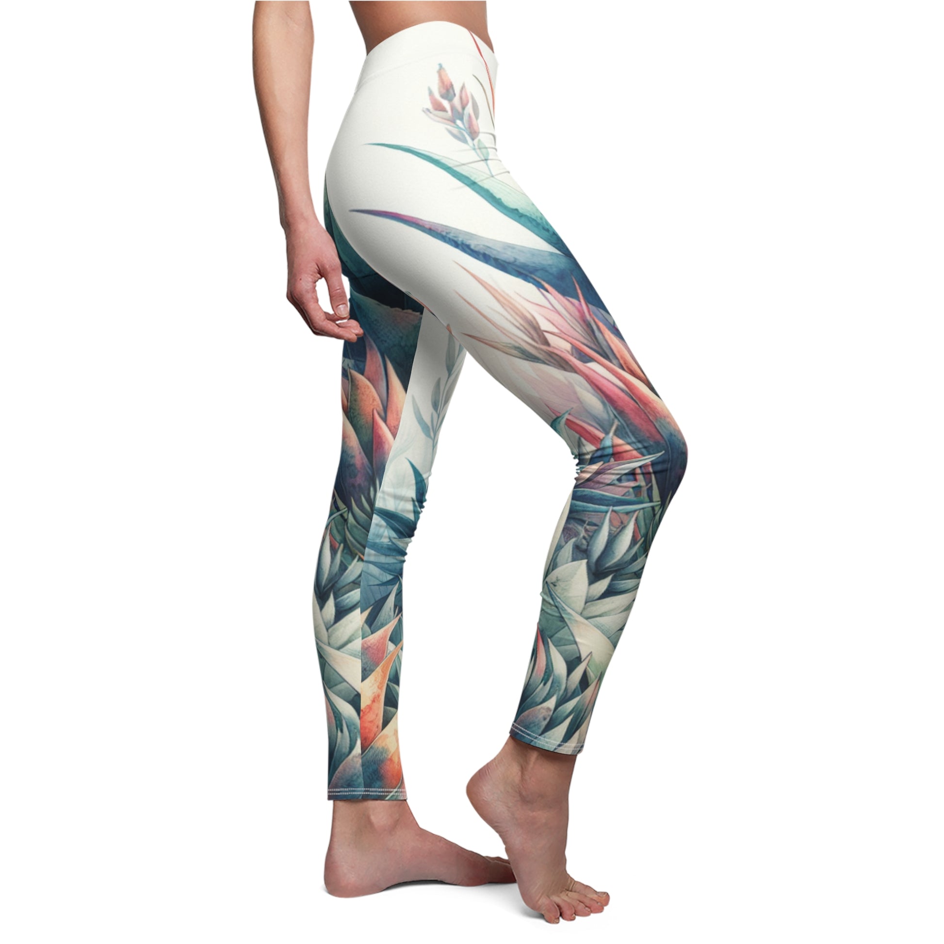 SIDE Aloe Vera Leggings/Plant Lovers Gift/Garden Lover Gift/Aloe Print Leggings/Flower Lover Gift/Watercolor Leggings/Yoga Lover Gift/Aloe Lover