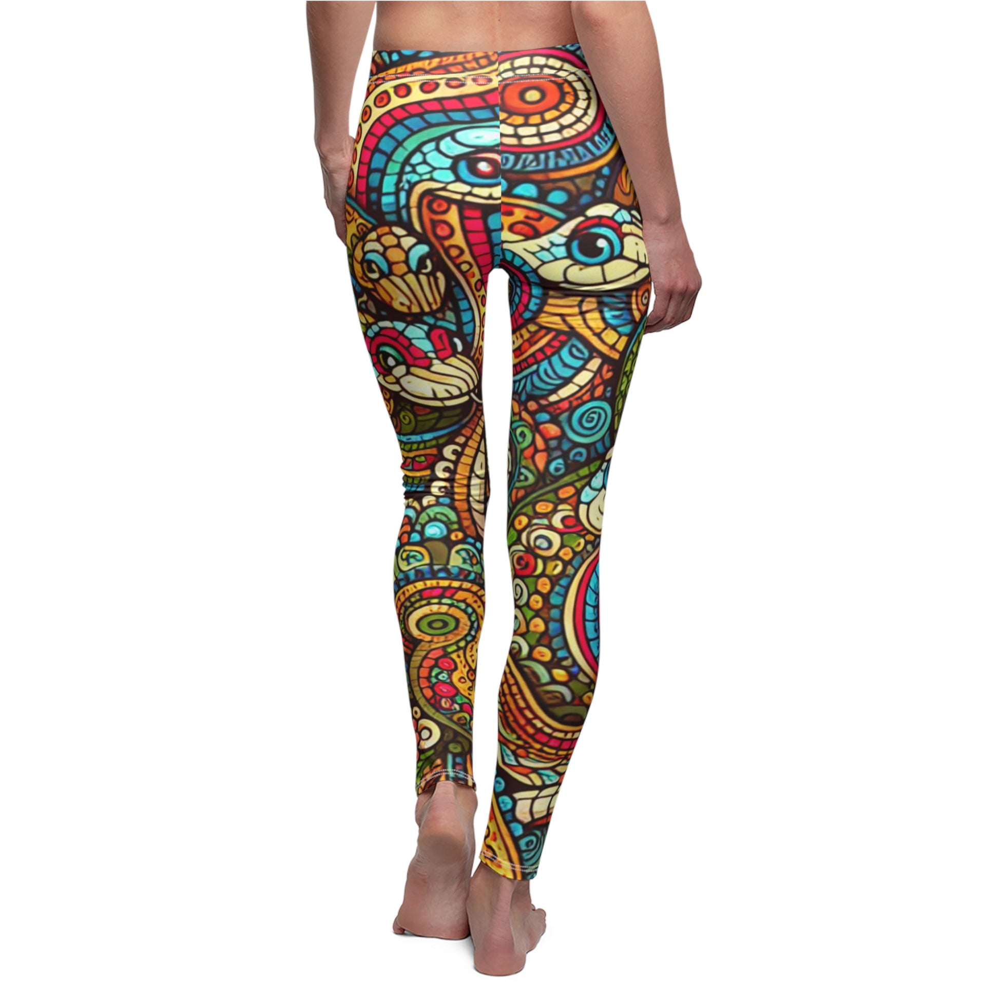 BACK Abstract Snake Leggings, Retro Snake Lover Leggings, Reptile Love Gift, Festival Leggings, Festival Outfit, Yoga Birthday Gift, Snake Tights