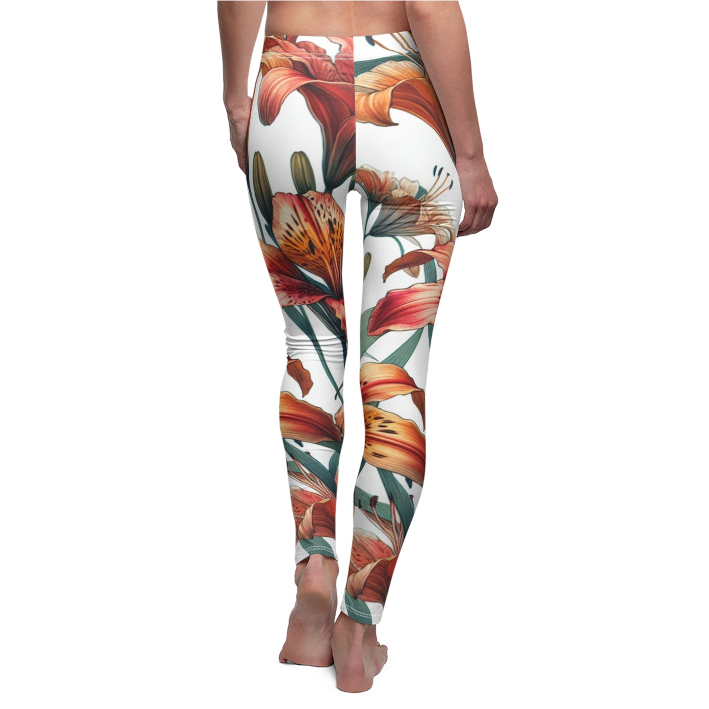 BACK Tiger Lily Leggings/Tiger Lily Lover Gift/Garden Lover Gift/Wild Flower Leggings/Flower Lover Gift/Water Color Leggings/Yoga Lover Gift