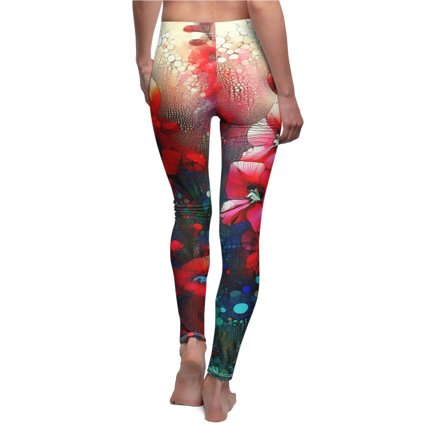 BACK Birth Month Flower For July, Red Larkspur Flower Leggings, Mothers Day, Valentines Day, Gift for Mom, Sister Gifts, Best Friends, Yoga Gift