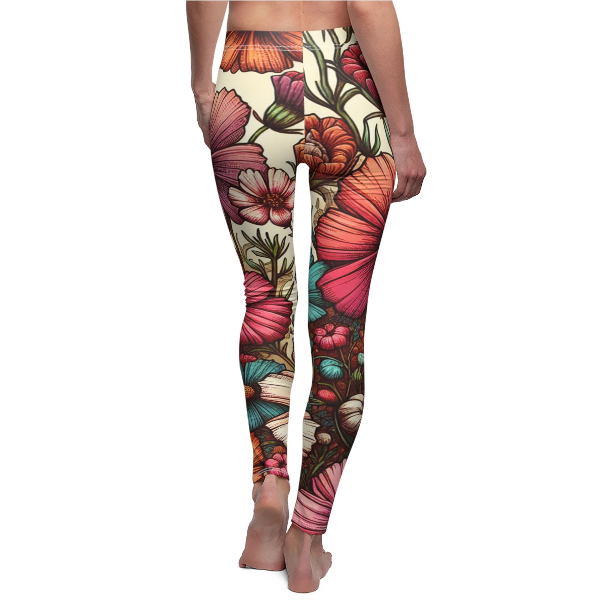 BACK October Birth Month Flower, Cosmos Flower Leggings, Mothers Day, Valentines Day, Mom And Sister Gift, Best Friends, Yoga Birthday Gift