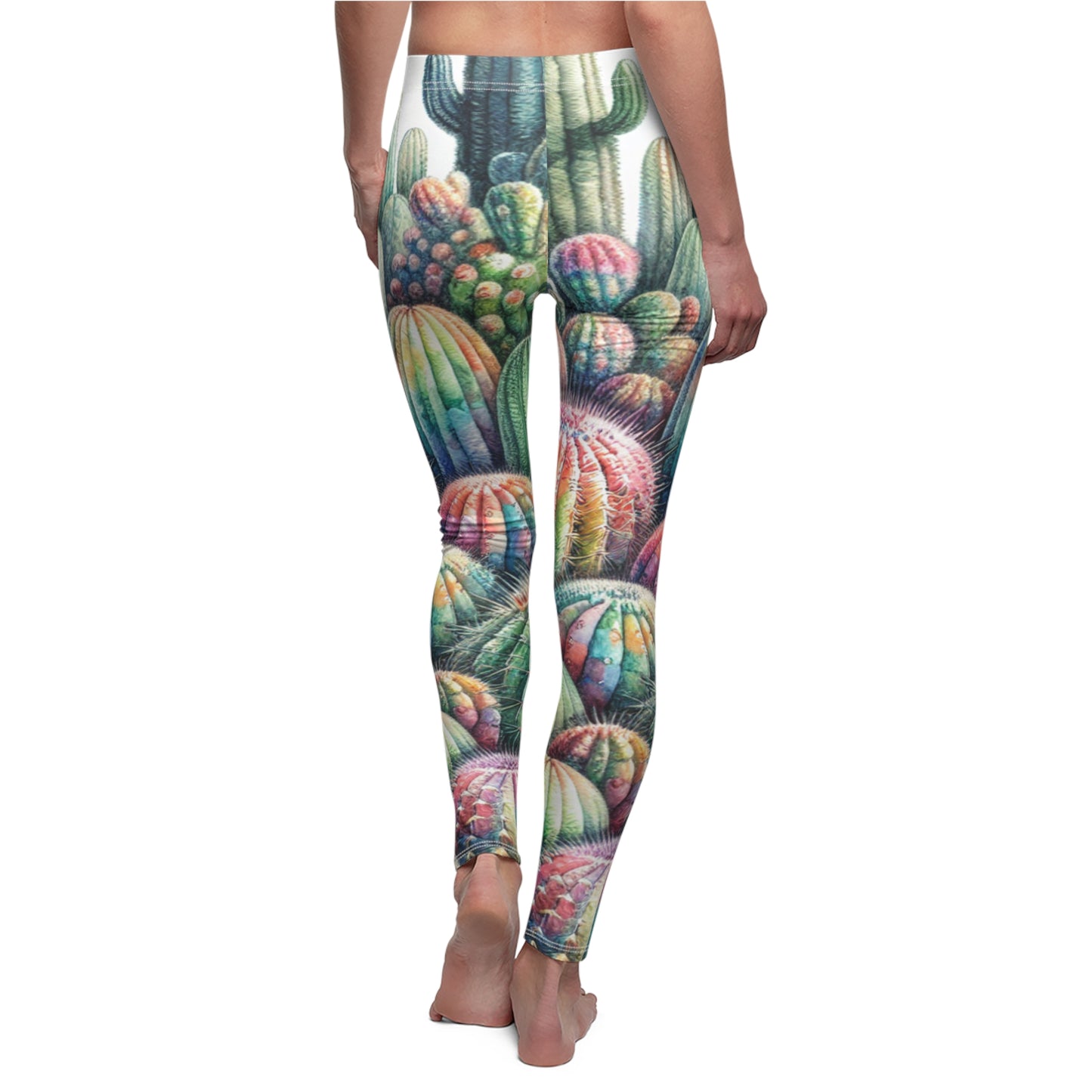 BACK Cactus Leggings/Plant Lovers Gift/Garden Lover Gift/Cactus Print Leggings/Flower Lover Gift/Watercolor Leggings/Yoga Lover Gift/Cactus Lover