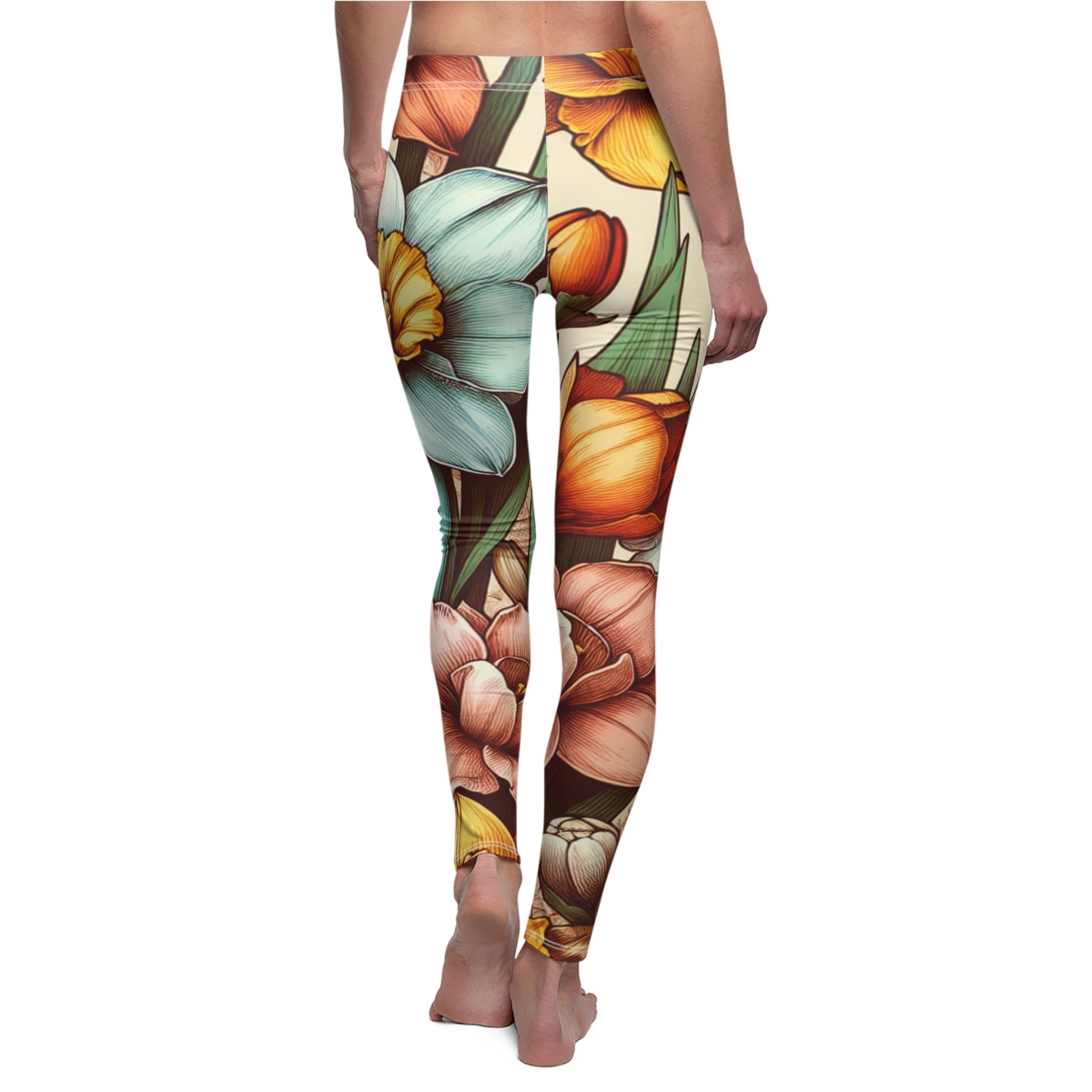 BACK December Birth Month Flower, Narcissus Leggings, Mothers Day, Valentines Day, Mom And Sister Gift, Best Friends, Yoga Birthday Gift