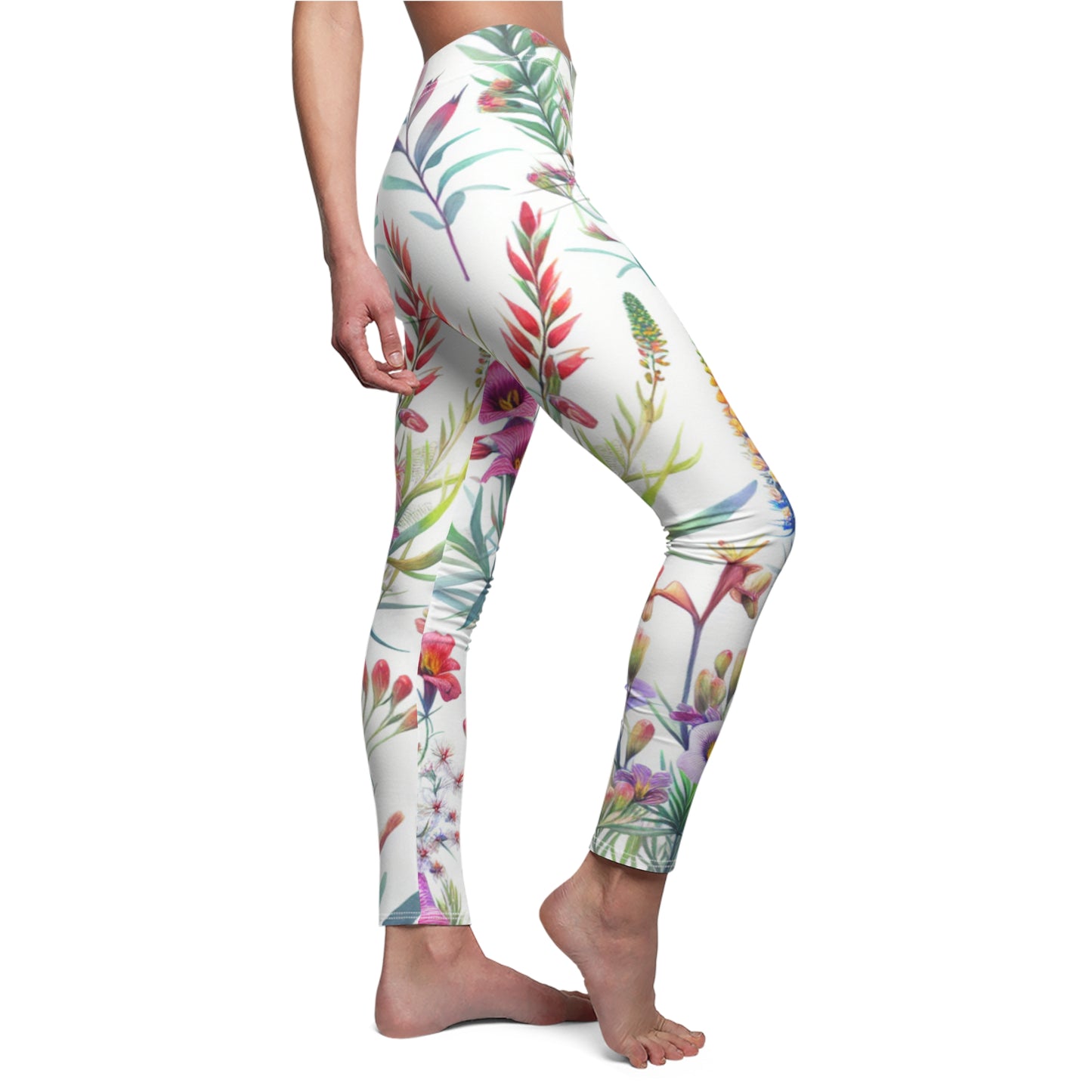 SIDE Australian Wildflowers Leggings/Plant Lover Gift/Garden Lover Gift/Wild Flower Leggings/Flower Love Gift/Water Color Leggings/ Yoga Gift