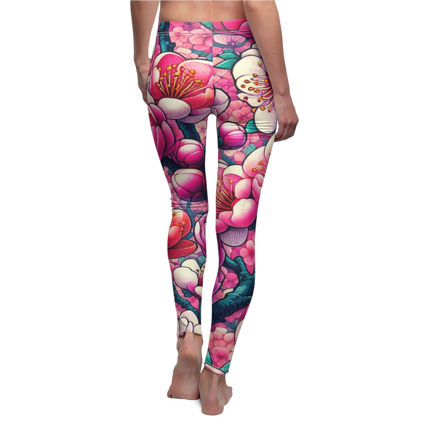 BACK Pink Blossom Leggings, Blossoms Lover Leggings, Flowers Lover Gift, Festival Leggings, Festival Outfit