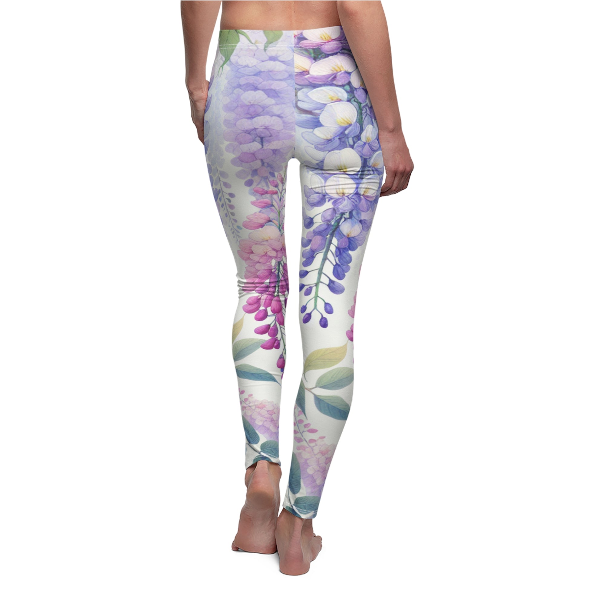 BACK Hanging Wisteria Leggings/Plant Lovers Gift/Garden Lover Gift/Flower Print Leggings/Flower Lover Gift/Water Color Leggings/Yoga Lover Gift