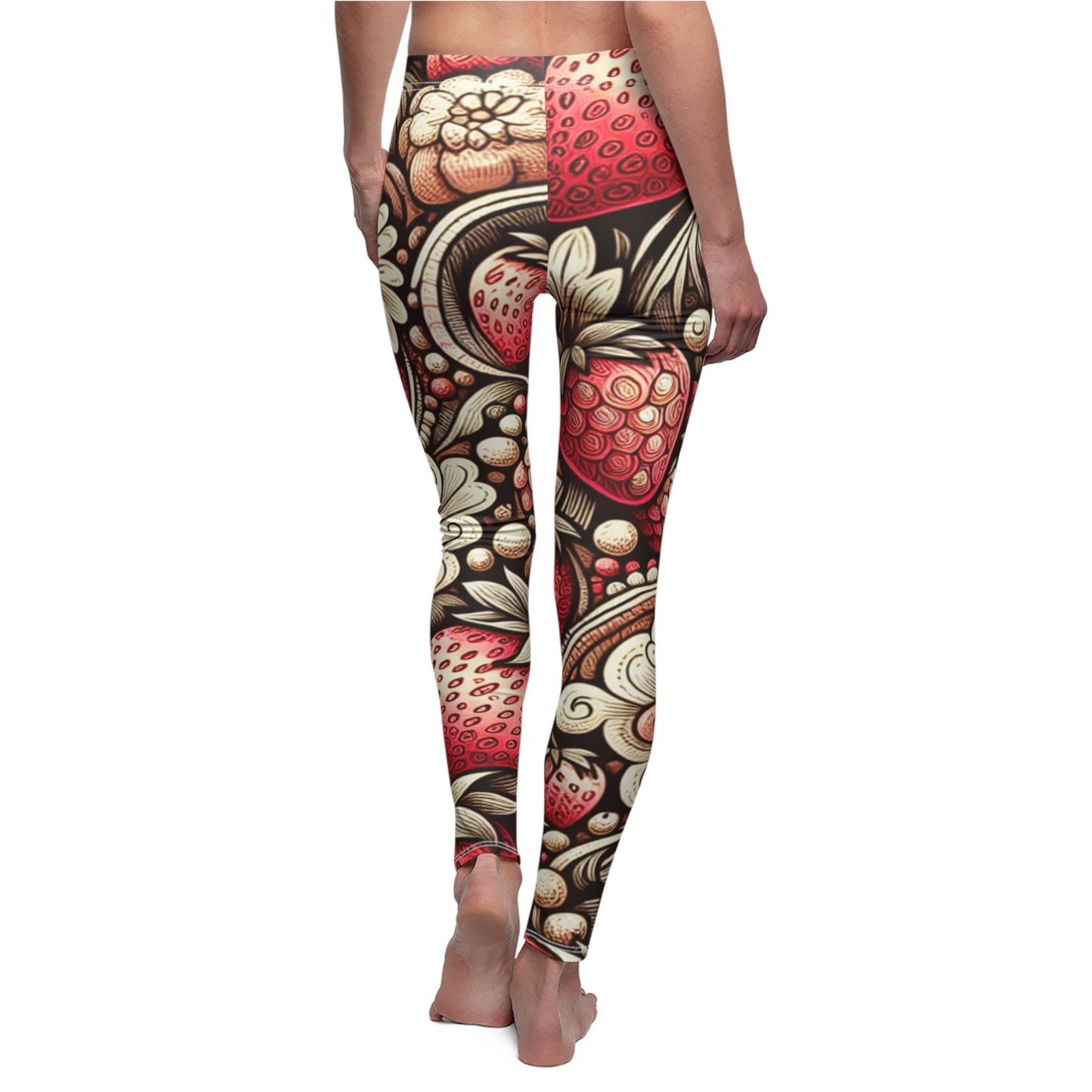 BACK Cartoon Strawberries Leggings, Strawberry Lover Leggings, Fruit Lover Gift, Festival Leggings, Juicy Strawberry Outfit, Yoga Birthday Gift