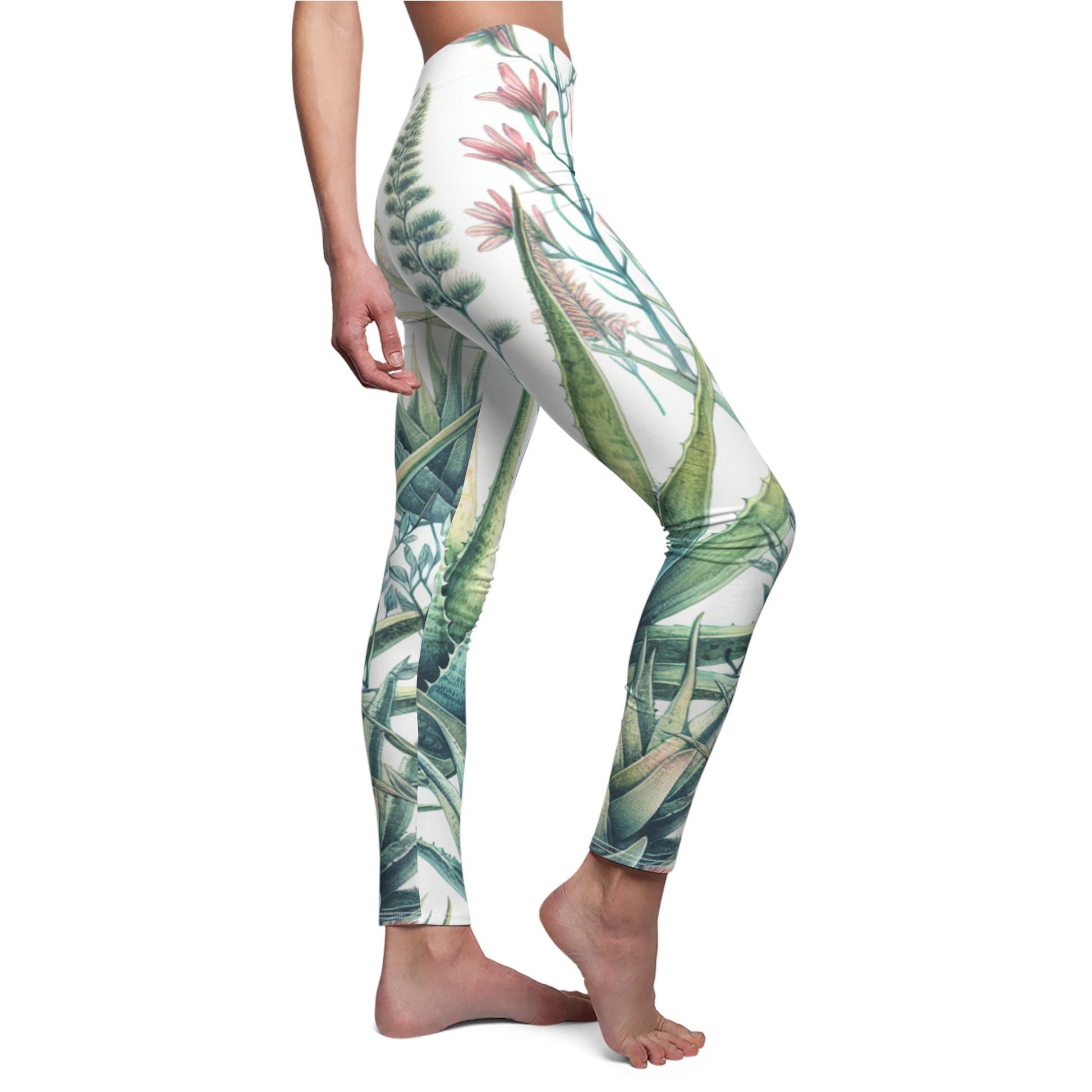 SIDE Aloe Flower Leggings/Plant Lovers Gift/Garden Lover Gift/Aloe Print Leggings/Flower Lover Gift/Watercolor Leggings/Yoga Lover Gift/Aloe Love