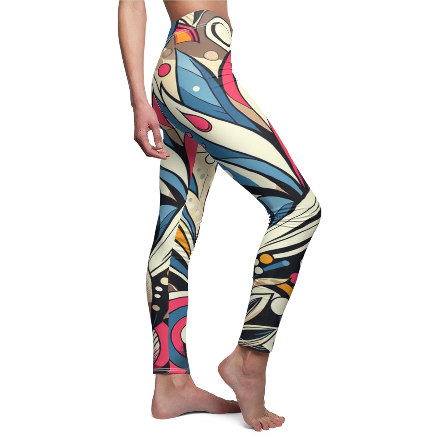 SIDE Abstract Flower Leggings, Abstract Art Lover, Art Lover Gift, Festival Leggings, Festival Outfit, Yoga Birthday Gift, Workout Outfit, Funk