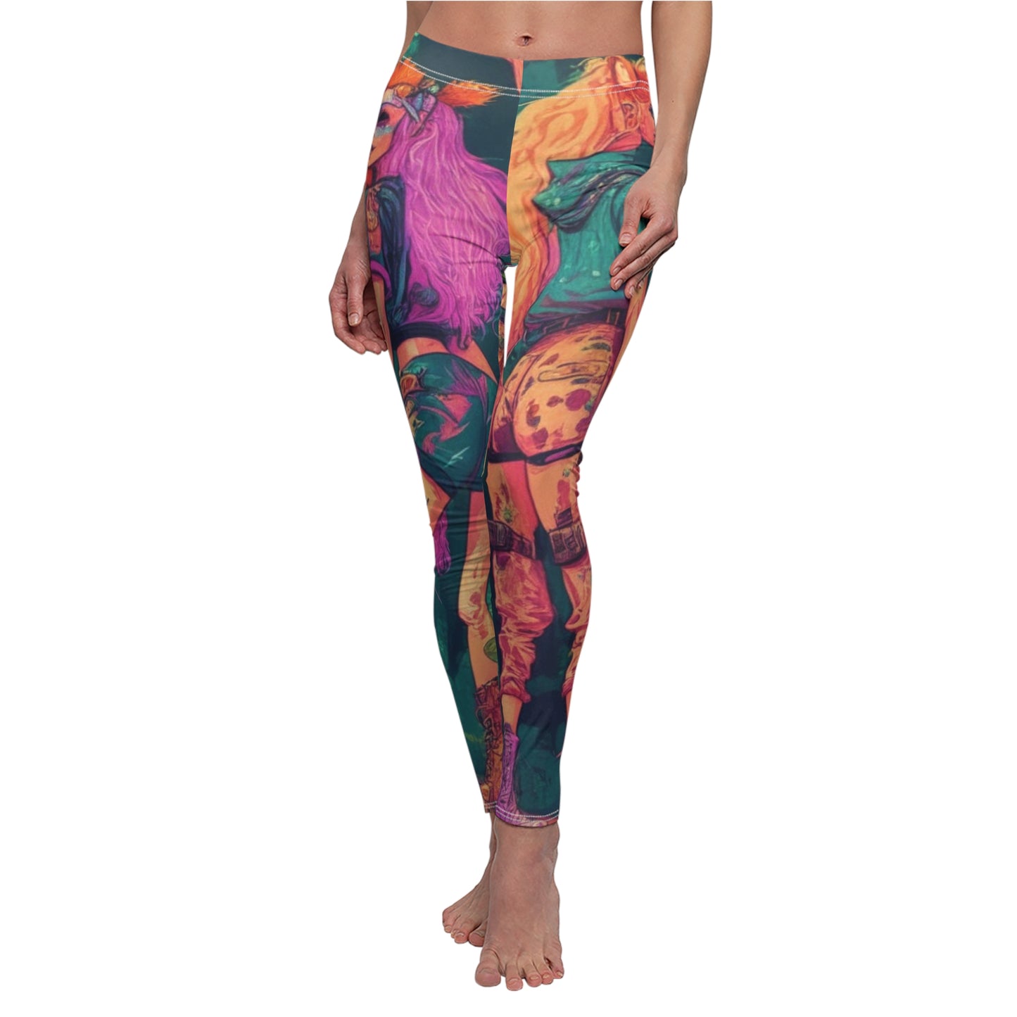 FRONT Synth Wave Leggings/Synth Lover Gift/Funky Babes Gift/Vibrant Women Leggings/Sexy Love Gift/Women Design Leggings/Girl Love Gift/Yoga Gift