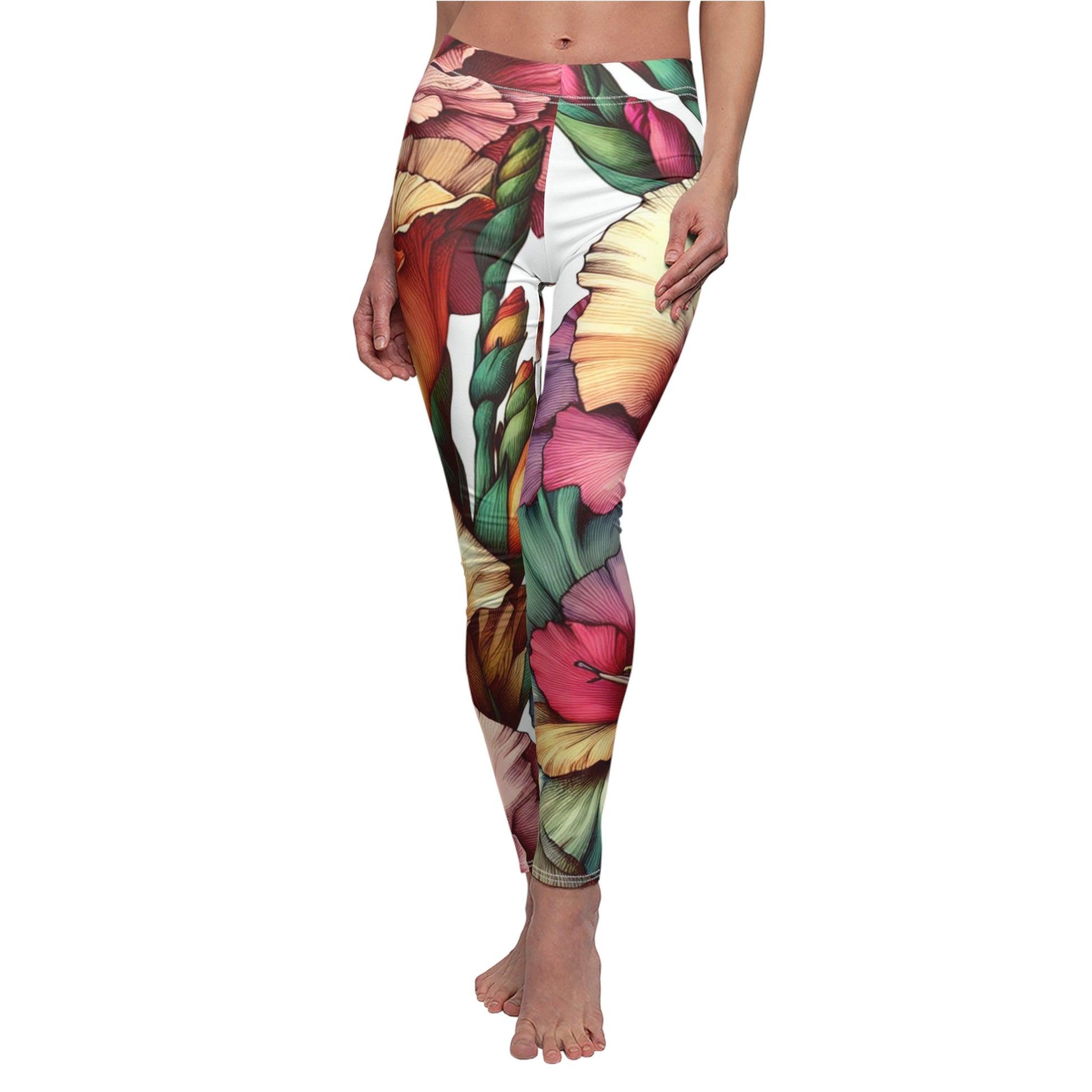 FRONT Birth Month Flower For August, Gladiolas Leggings, Mothers Day, Valentines Day, Mom Gift, Sisters Gifts, Best Friends, Yoga Birthday Gift