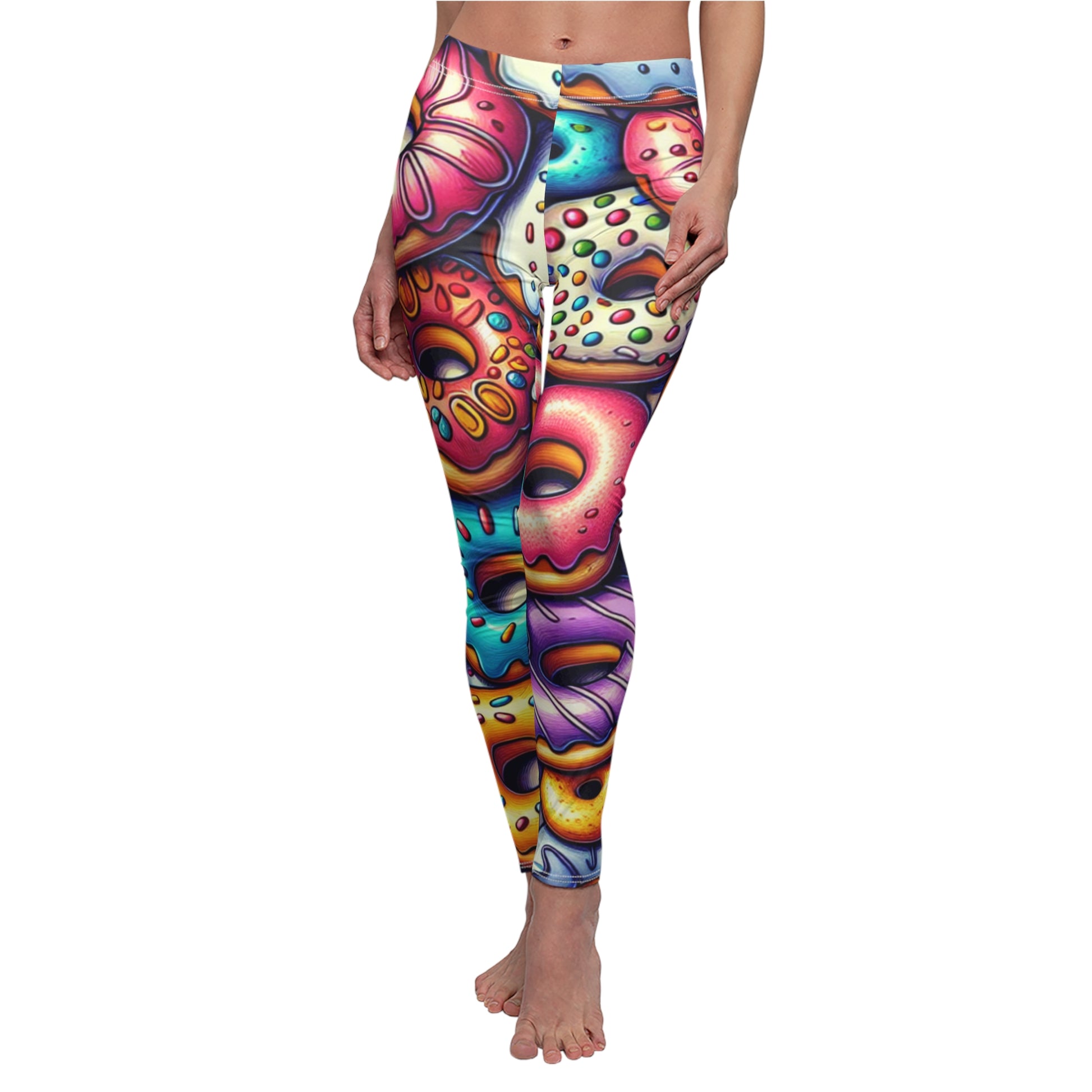 FRONT Donuts Leggings, Chocolate Lover Gift, Festival Outfit, Yoga Lover Gift, Food Lover, Rave Leggings, Workout Leggings, Donut Addict Gift