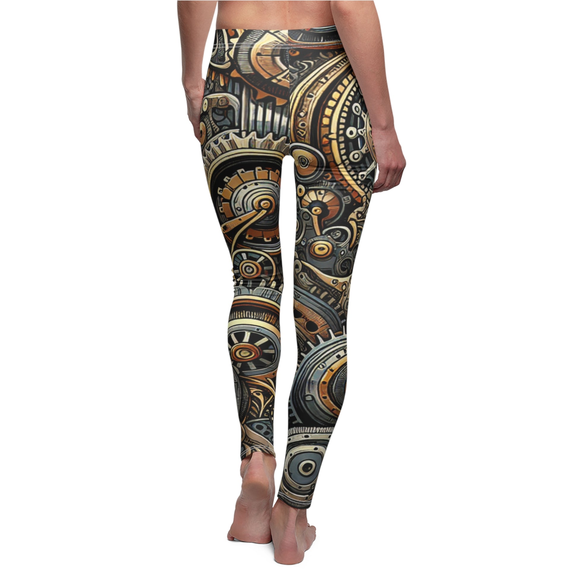 BACK Vintage Style Steam Punk Leggings, Steam Punk Lover Leggings, Steam Punk Lover Gift, Festival Leggings, Festival Outfit, Brass Cogs Tights