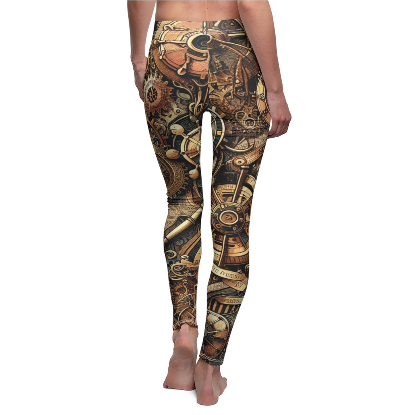 BACK Cogs And Wheels Steam Punk Leggings, Steam Punk Lover Leggings, Steam Punk Lover Gift, Festival Leggings, Festival Outfit, Brass Cogs