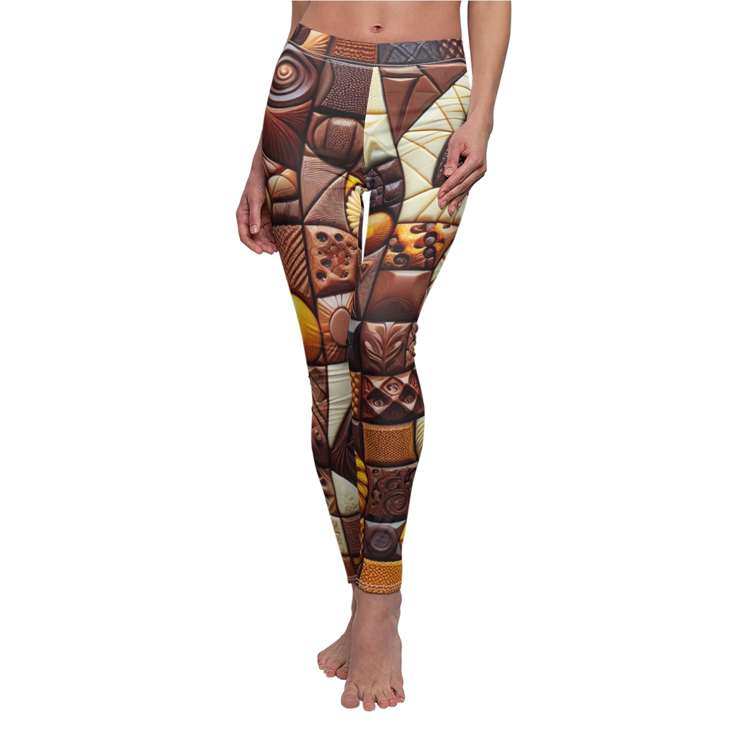 FRONT Chocolate Leggings, Chocolate Lover Gift, Festival Outfit, Yoga Lover Gift, Food Lover, Rave Leggings, Workout Leggings, Chocolate Addict