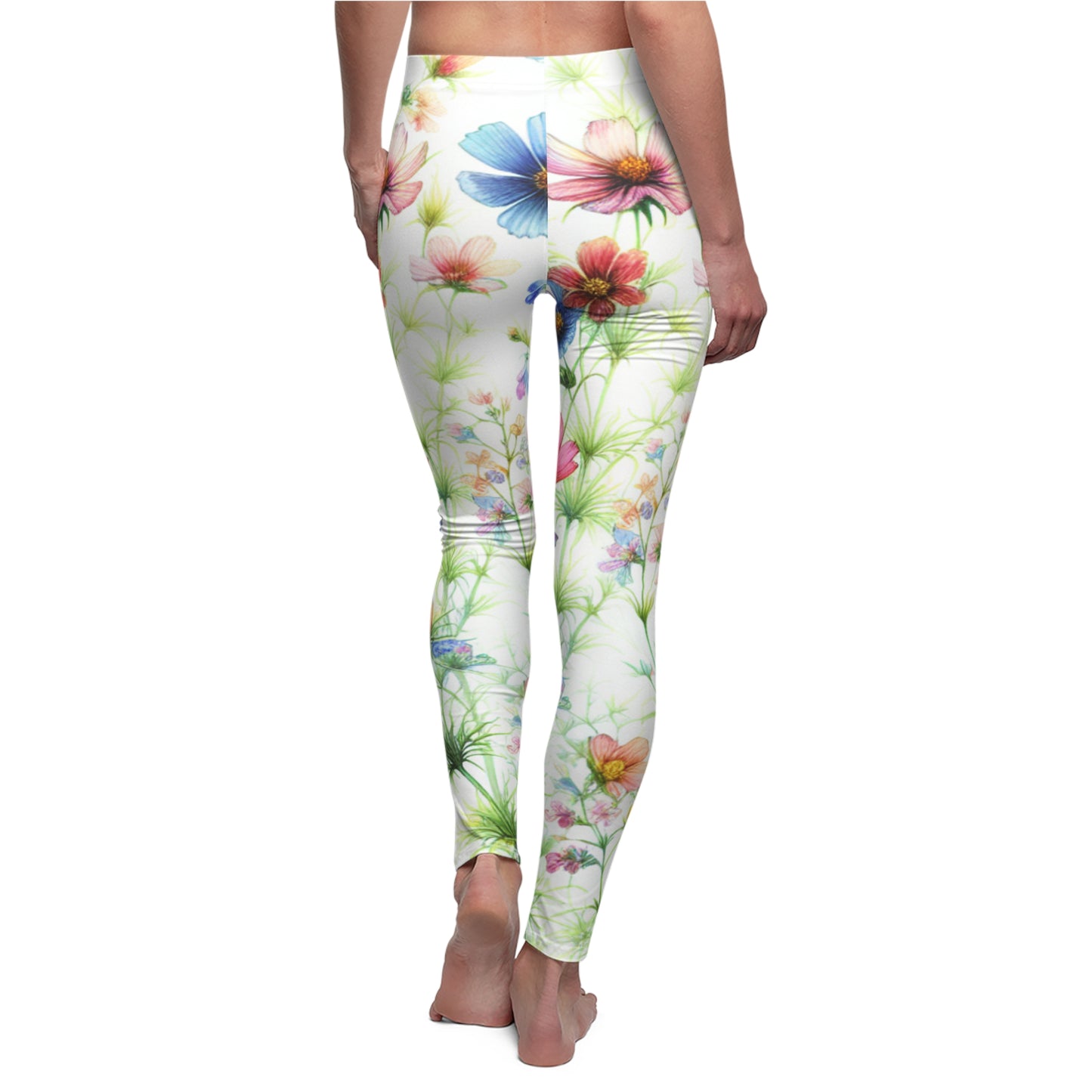 BACK Flowers And Love Leggings/Plant Lover Gift/Bright Floral/Flower Leggings/Flower Lover Gift/Water Color Leggings/Yoga Lover Gift/Flower Yoga