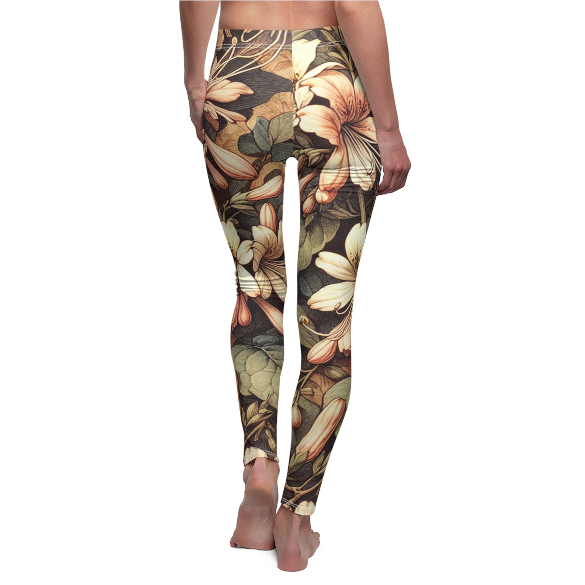 BACK Birth Month Flower For June, Honeysuckle Flower Leggings, Mothers Day, Valentines Day, Mom And Sister Gift, June Tights, Yoga Birthday Gift