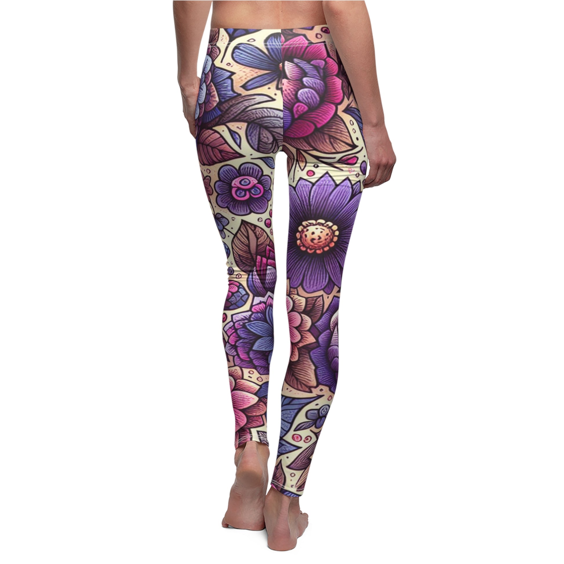 BACK Birth Month Flower For February, Violet Flower Leggings, Mothers Day, Valentines Day, Mom And Sister Gift, Feb Tights, Yoga Birthday Gift