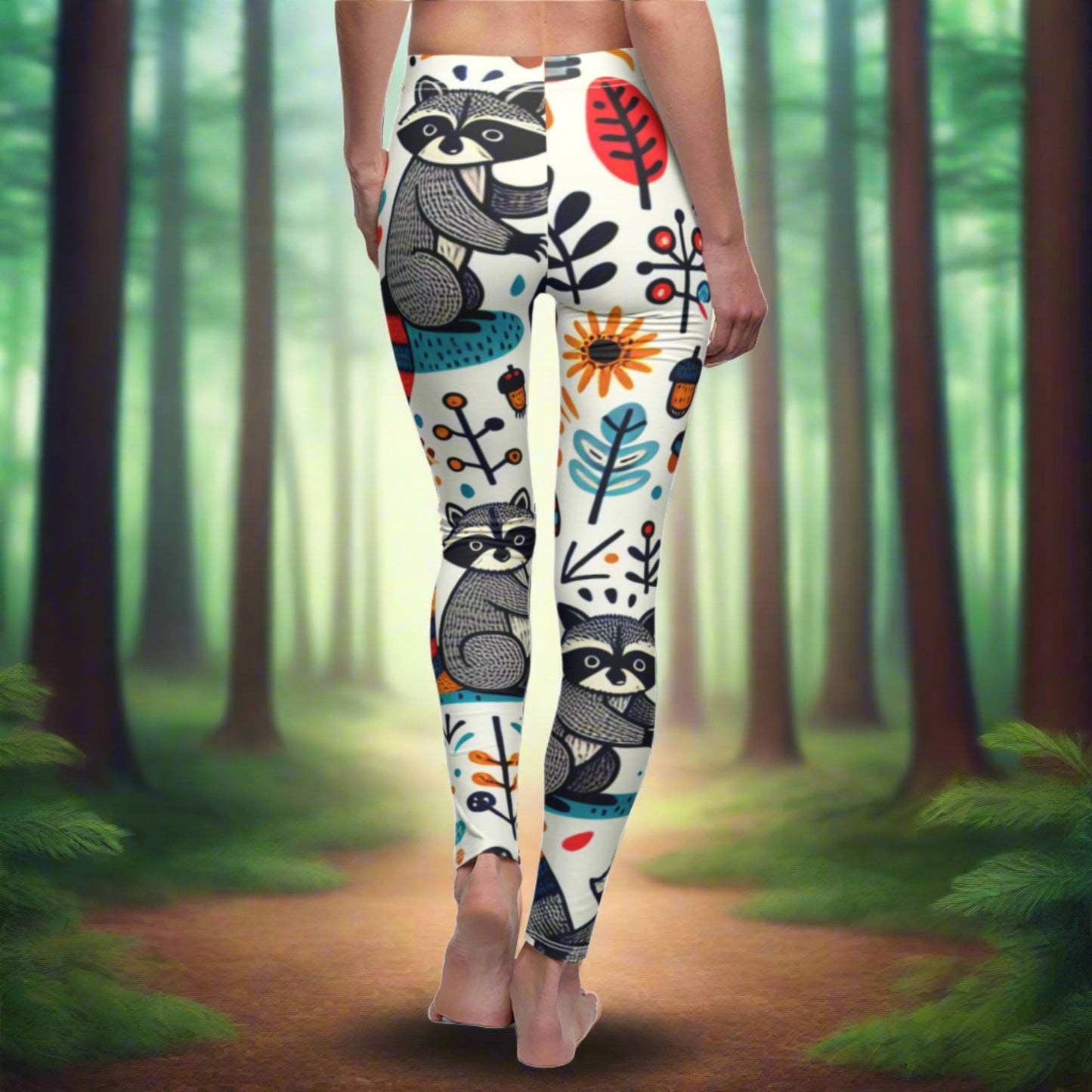 BACK Racoon Cuteness Leggings, Racoon Lover Leggings, Racoon Enthusiast Gift, Festival Leggings, Mystical Creature Outfit, Yoga Birthday Gift